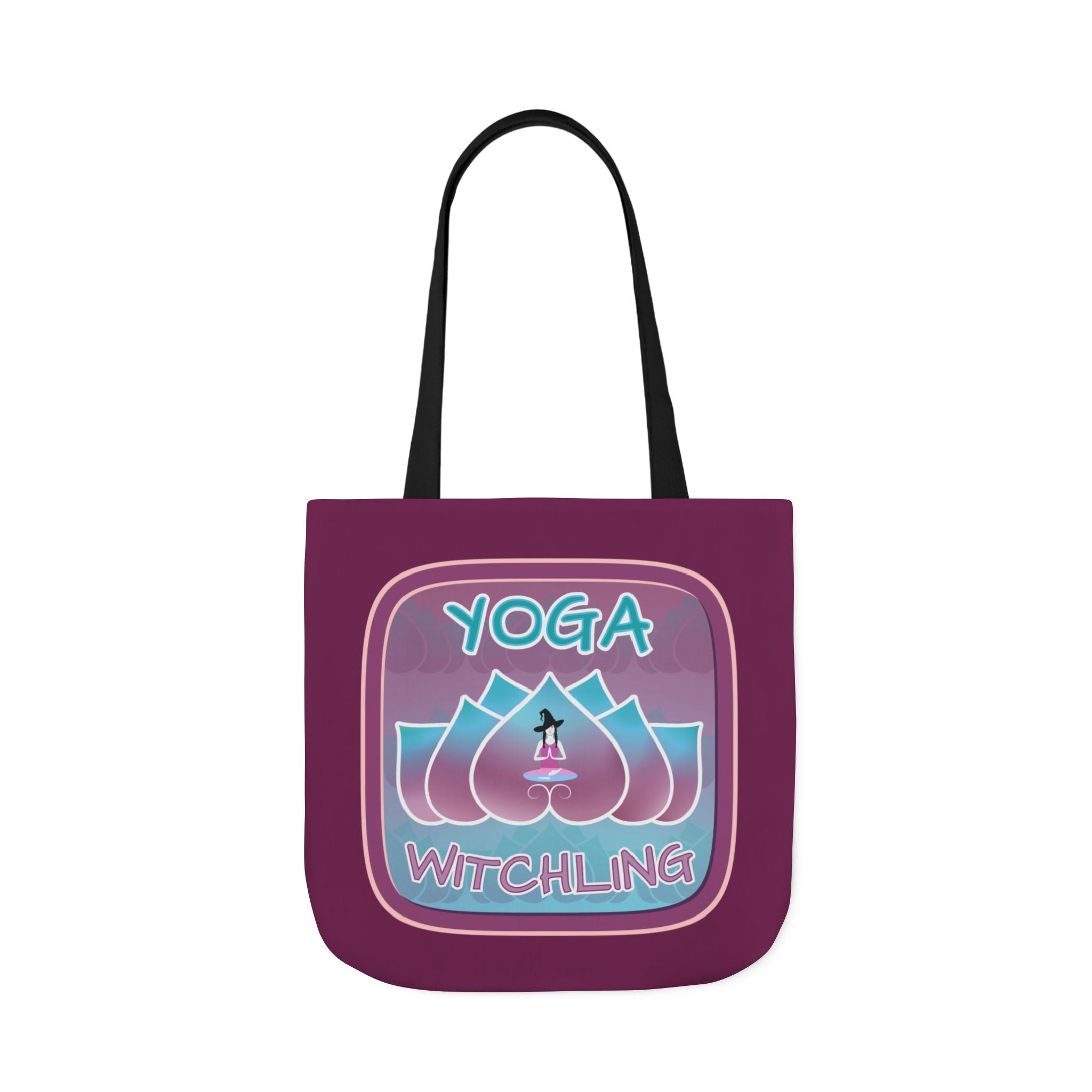 Yoga Witchling Canvas Tote Bag with Colorful Straps