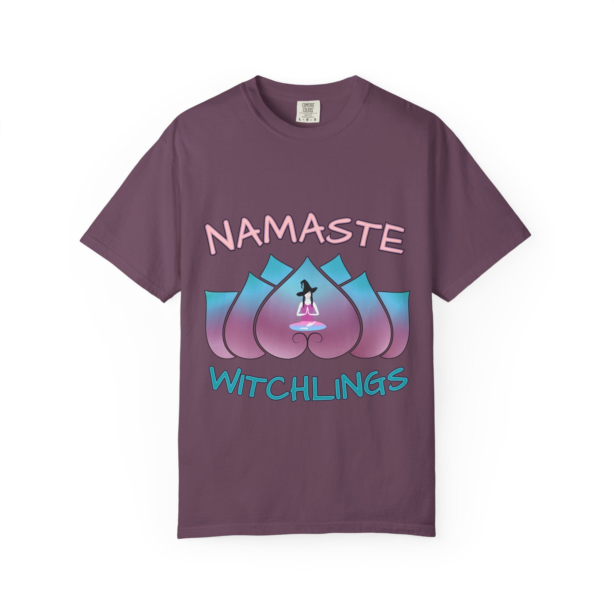 “Namaste, Witchlings” Unisex Tee – cozy, magick-infused softness for your yoga flow, ritual practice, or everyday witchy wanderings.