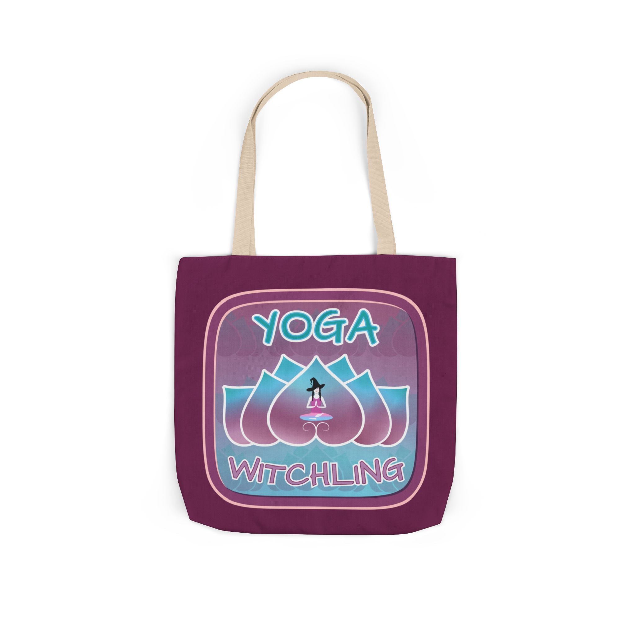 Yoga Witchling Canvas Tote Bag with Colorful Straps