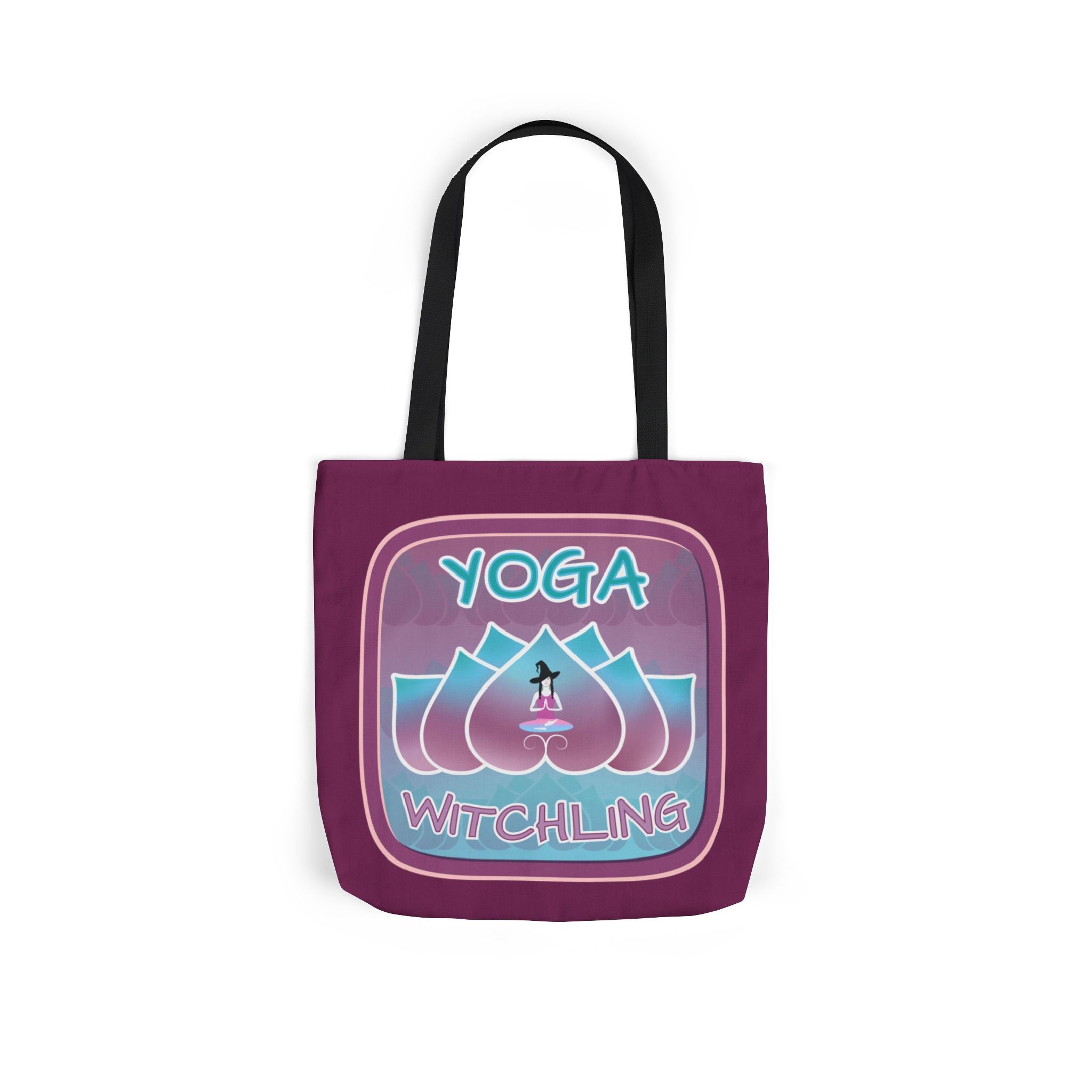 Yoga Witchling Canvas Tote Bag with Colorful Straps