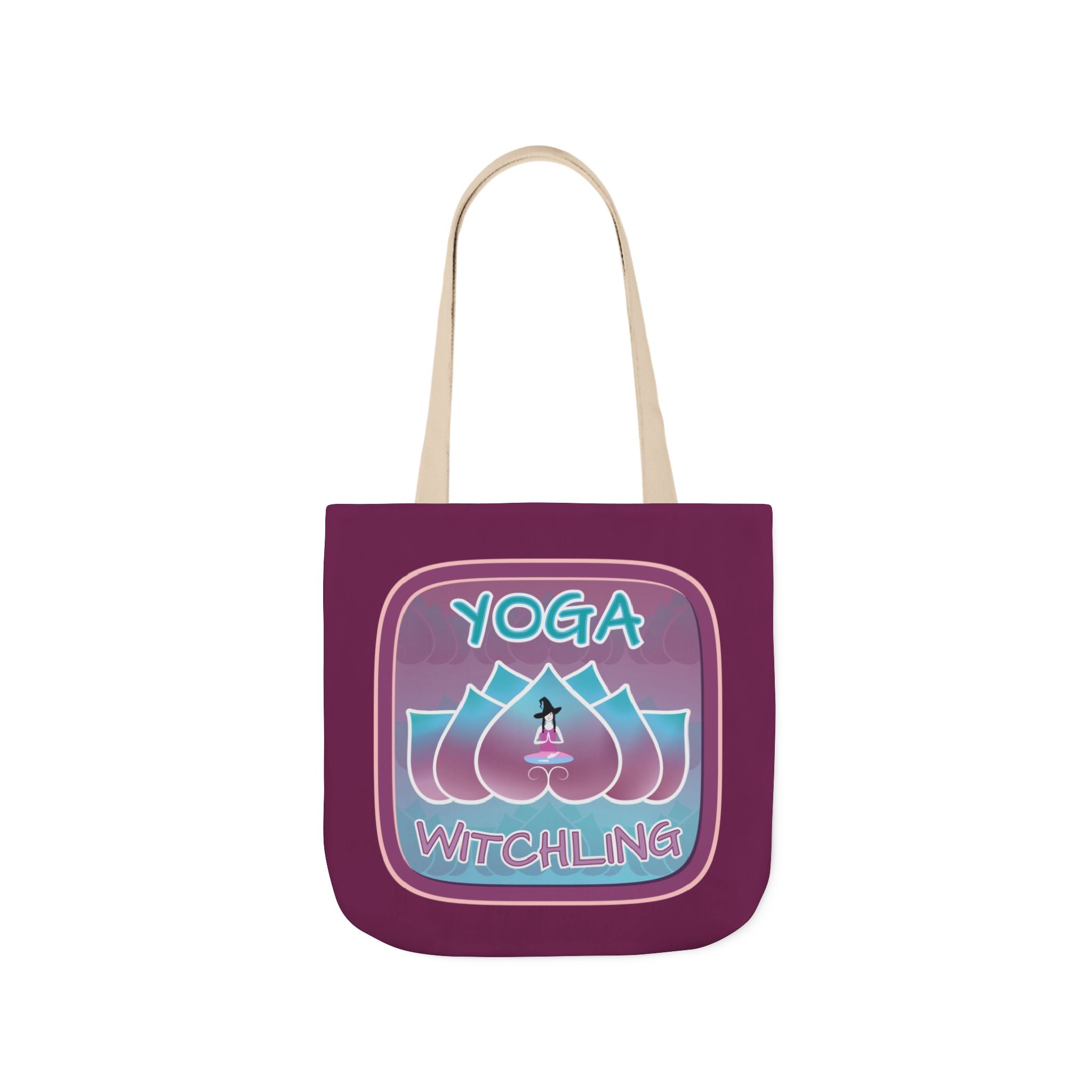 Yoga Witchling Canvas Tote Bag with Colorful Straps
