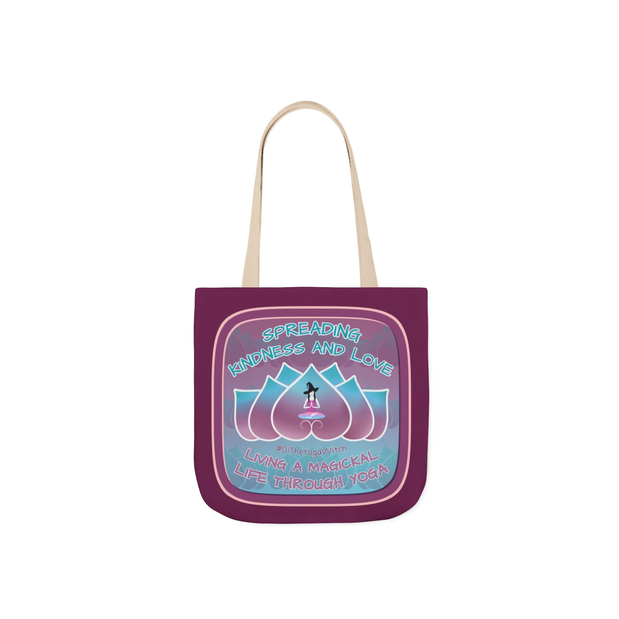 Yoga Witchling Canvas Tote Bag with Colorful Straps
