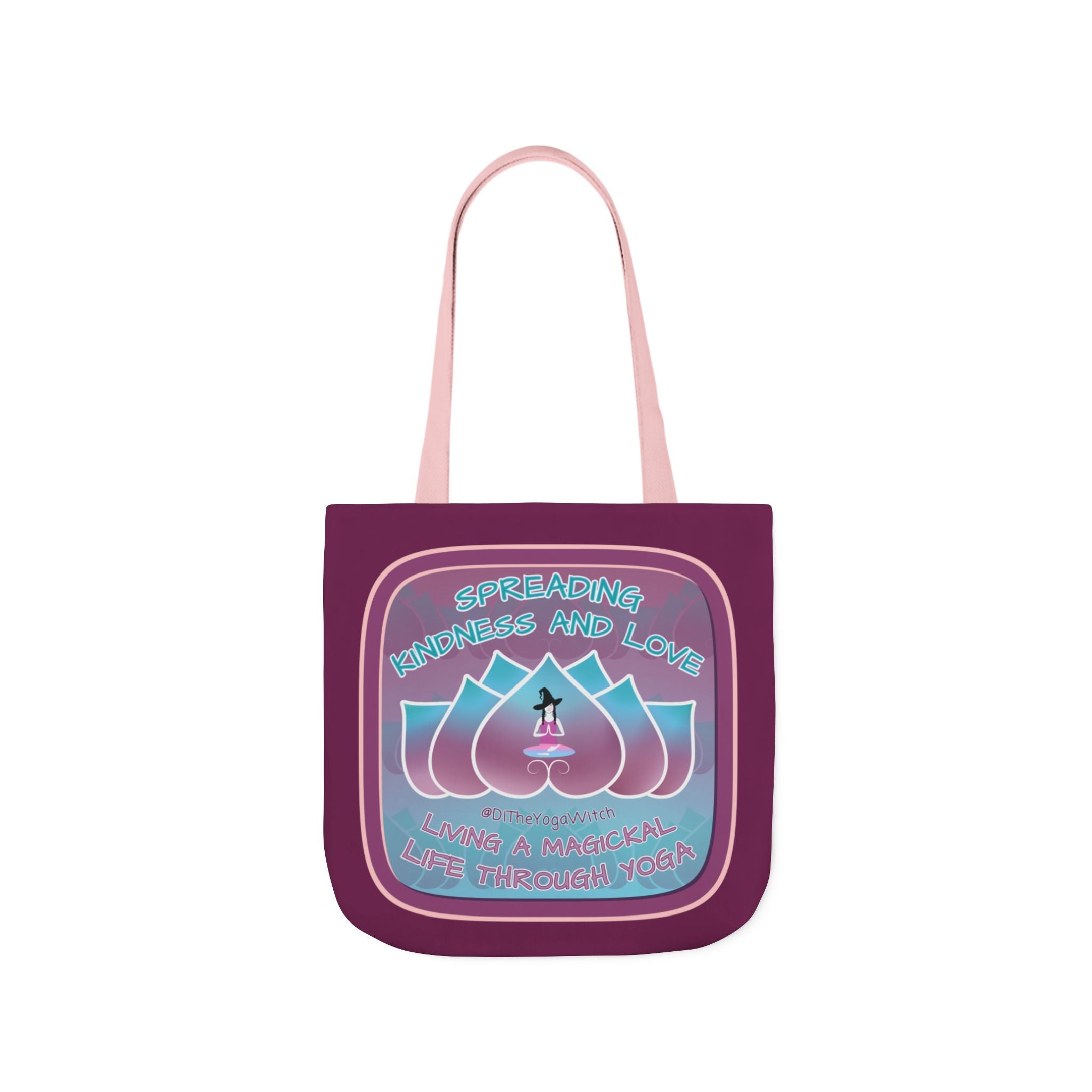 Yoga Witchling Canvas Tote Bag with Colorful Straps