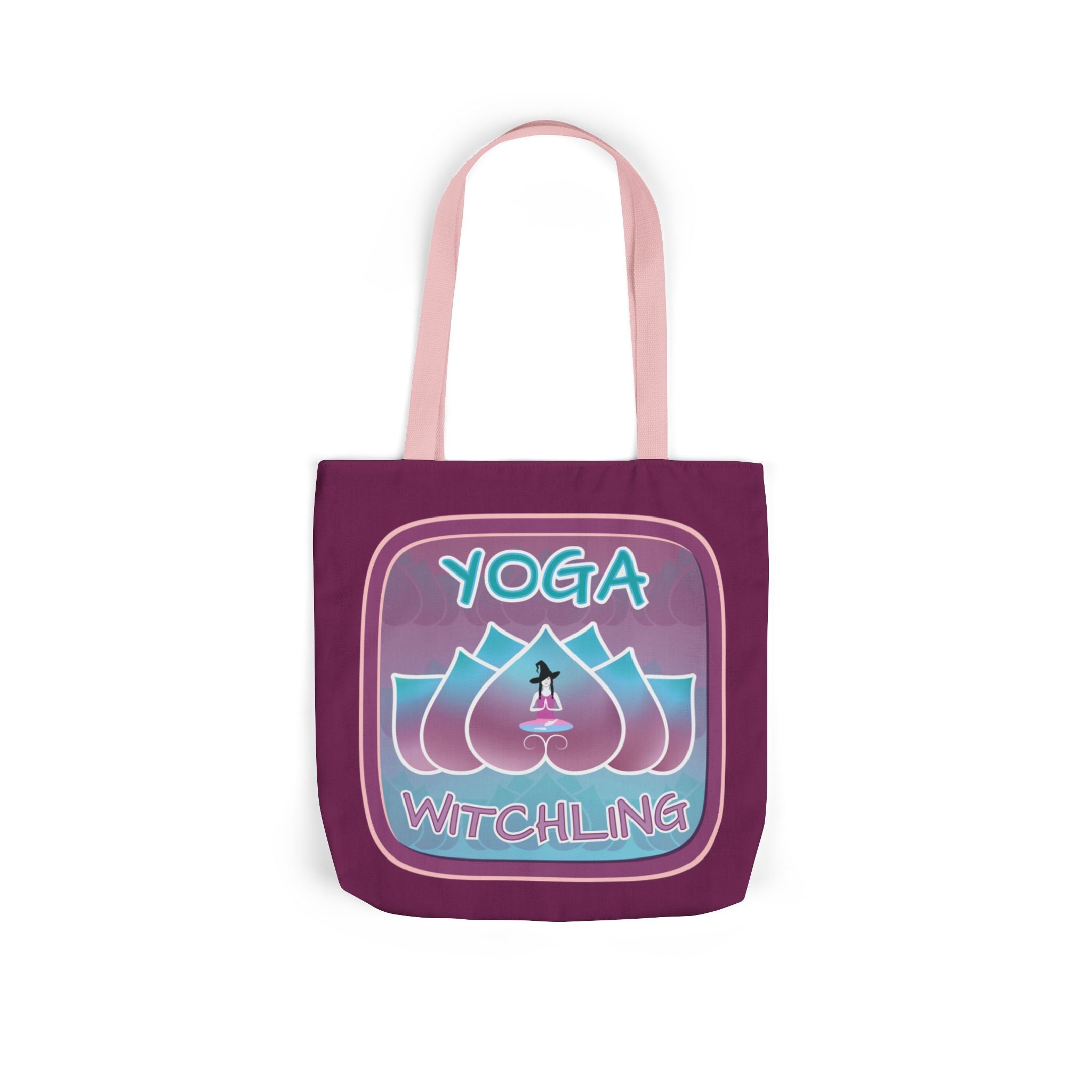 Yoga Witchling Canvas Tote Bag with Colorful Straps