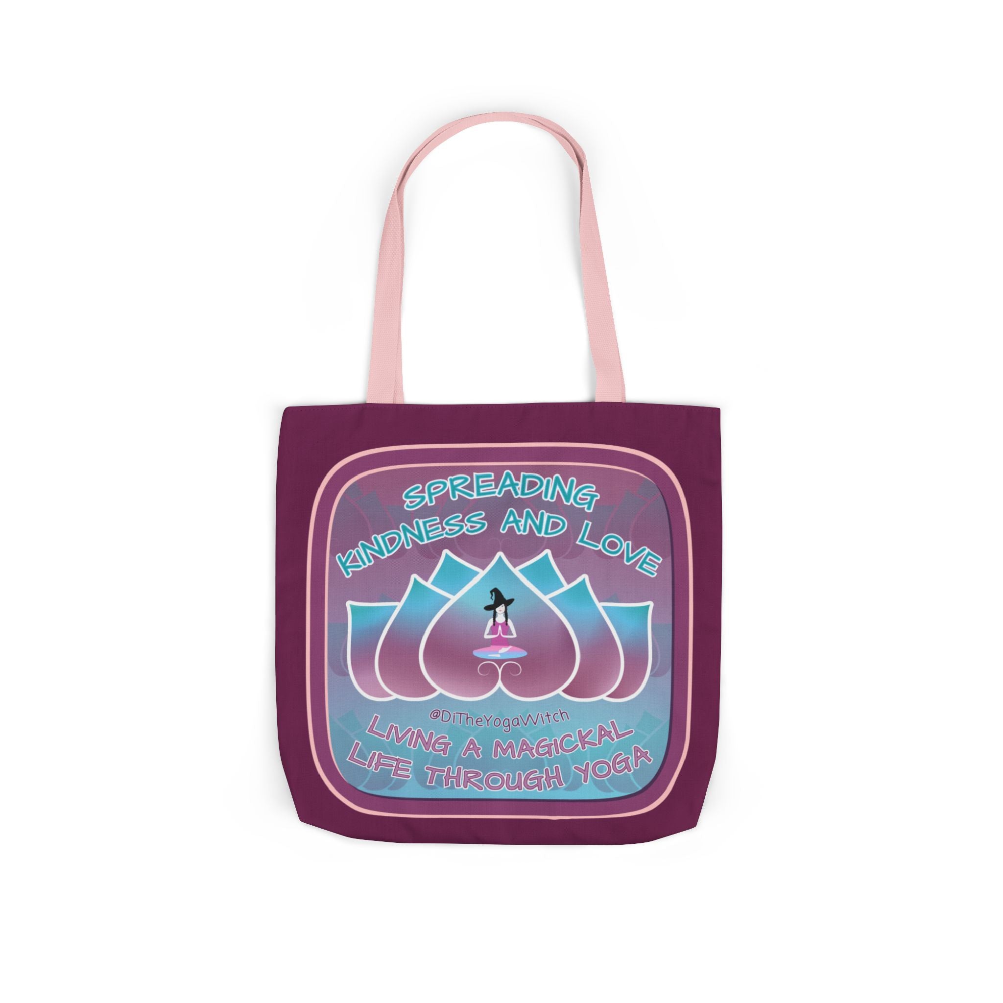 Yoga Witchling Canvas Tote Bag with Colorful Straps