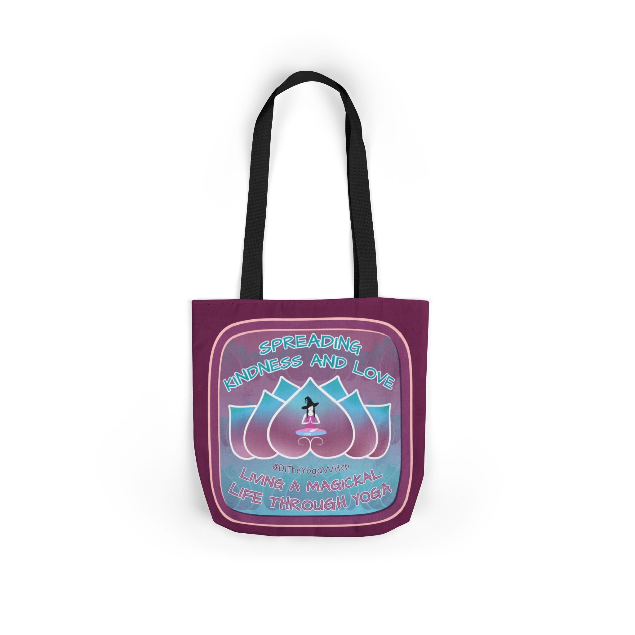 Yoga Witchling Canvas Tote Bag with Colorful Straps