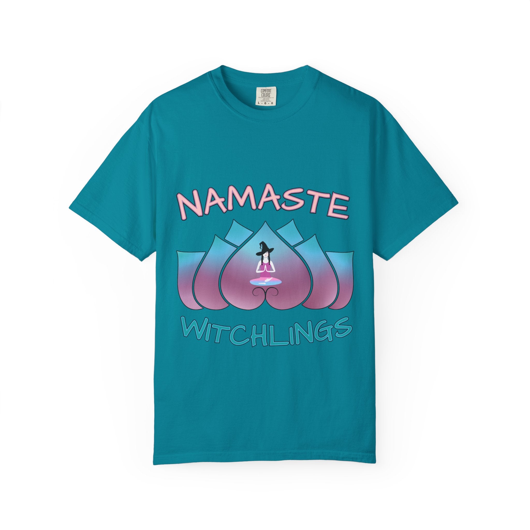 “Namaste, Witchlings” Unisex Tee – cozy, magick-infused softness for your yoga flow, ritual practice, or everyday witchy wanderings.