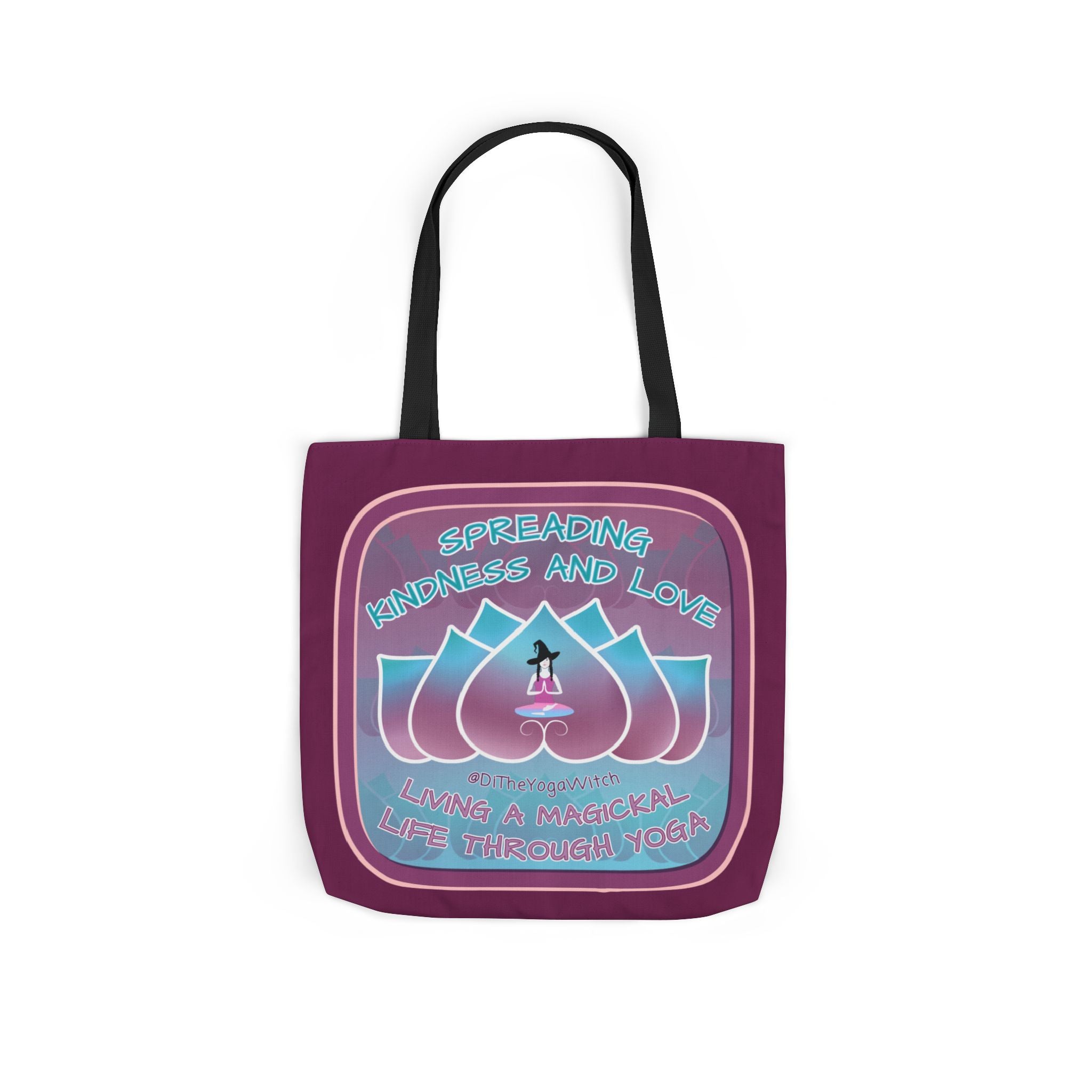 Yoga Witchling Canvas Tote Bag with Colorful Straps