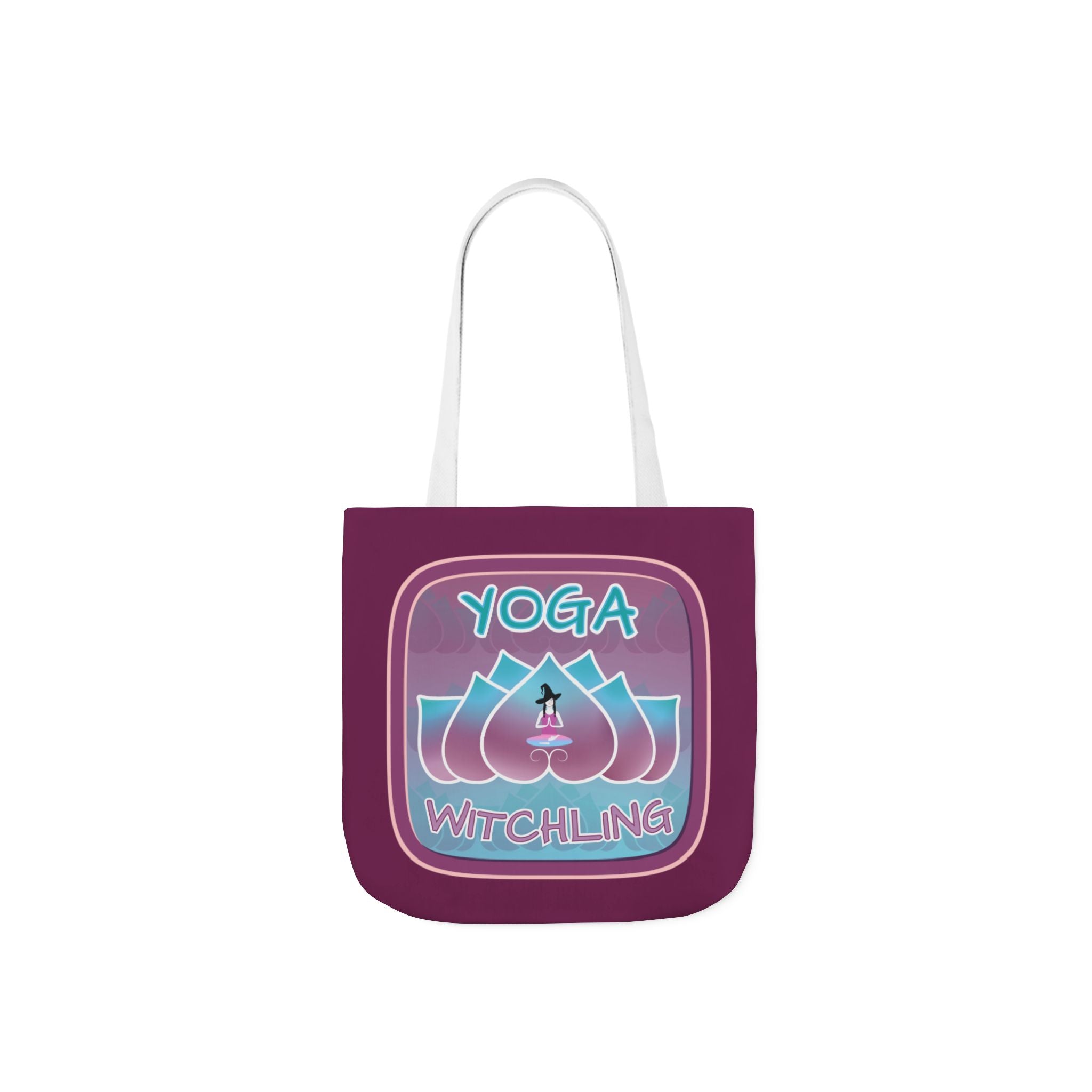 Yoga Witchling Canvas Tote Bag with Colorful Straps