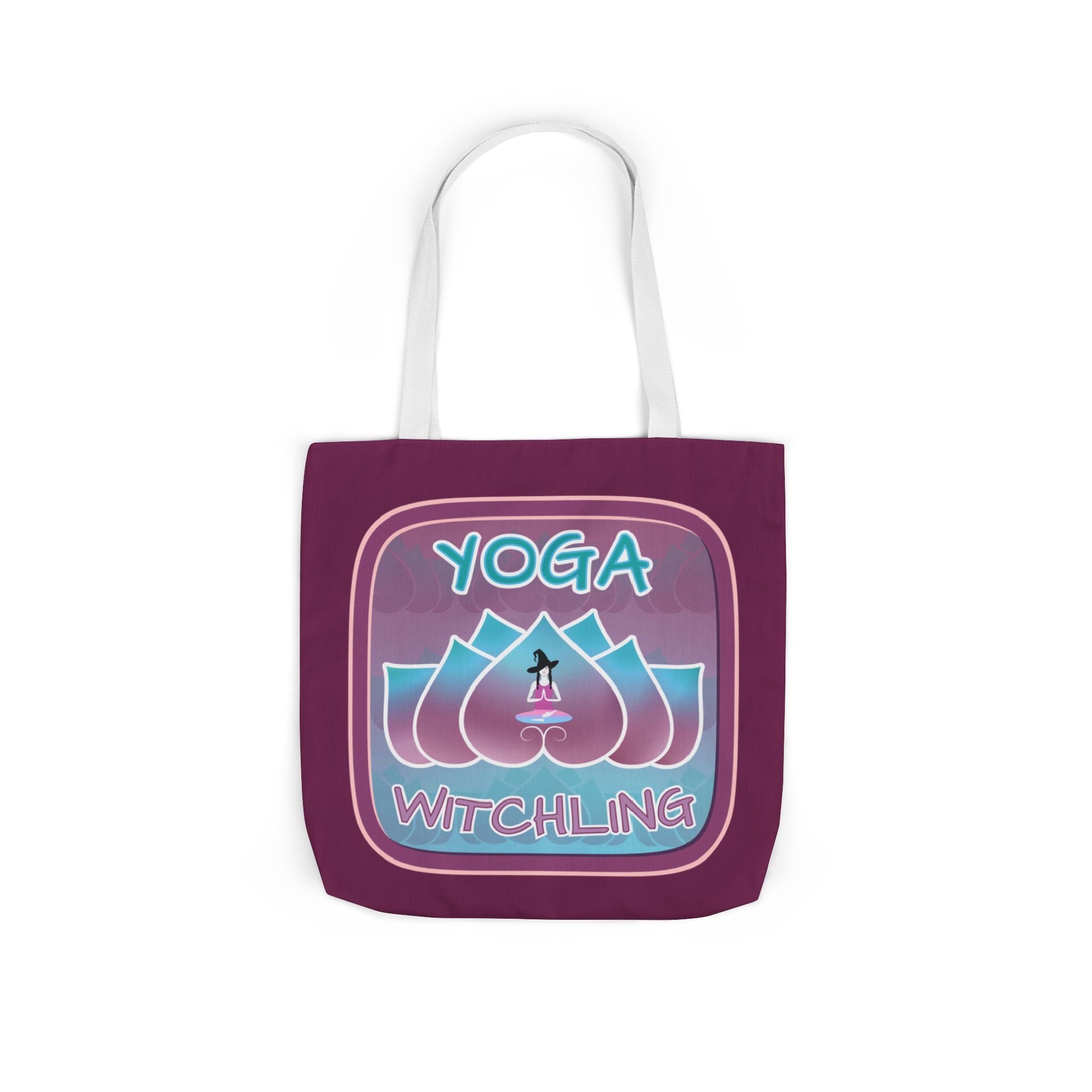 Yoga Witchling Canvas Tote Bag with Colorful Straps
