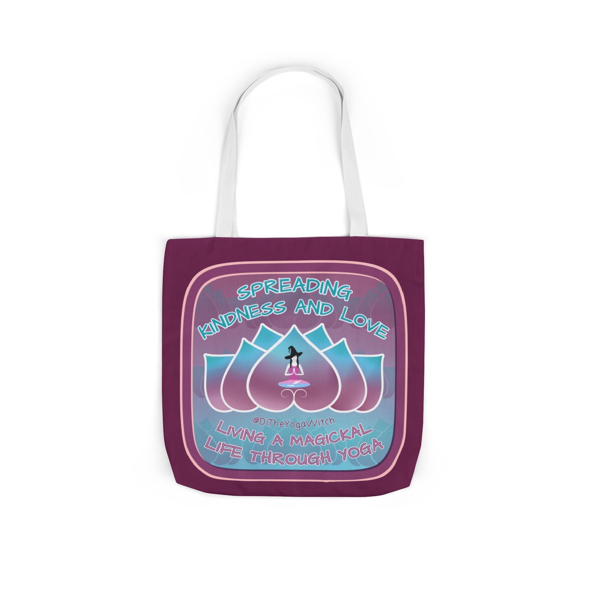 Yoga Witchling Canvas Tote Bag with Colorful Straps