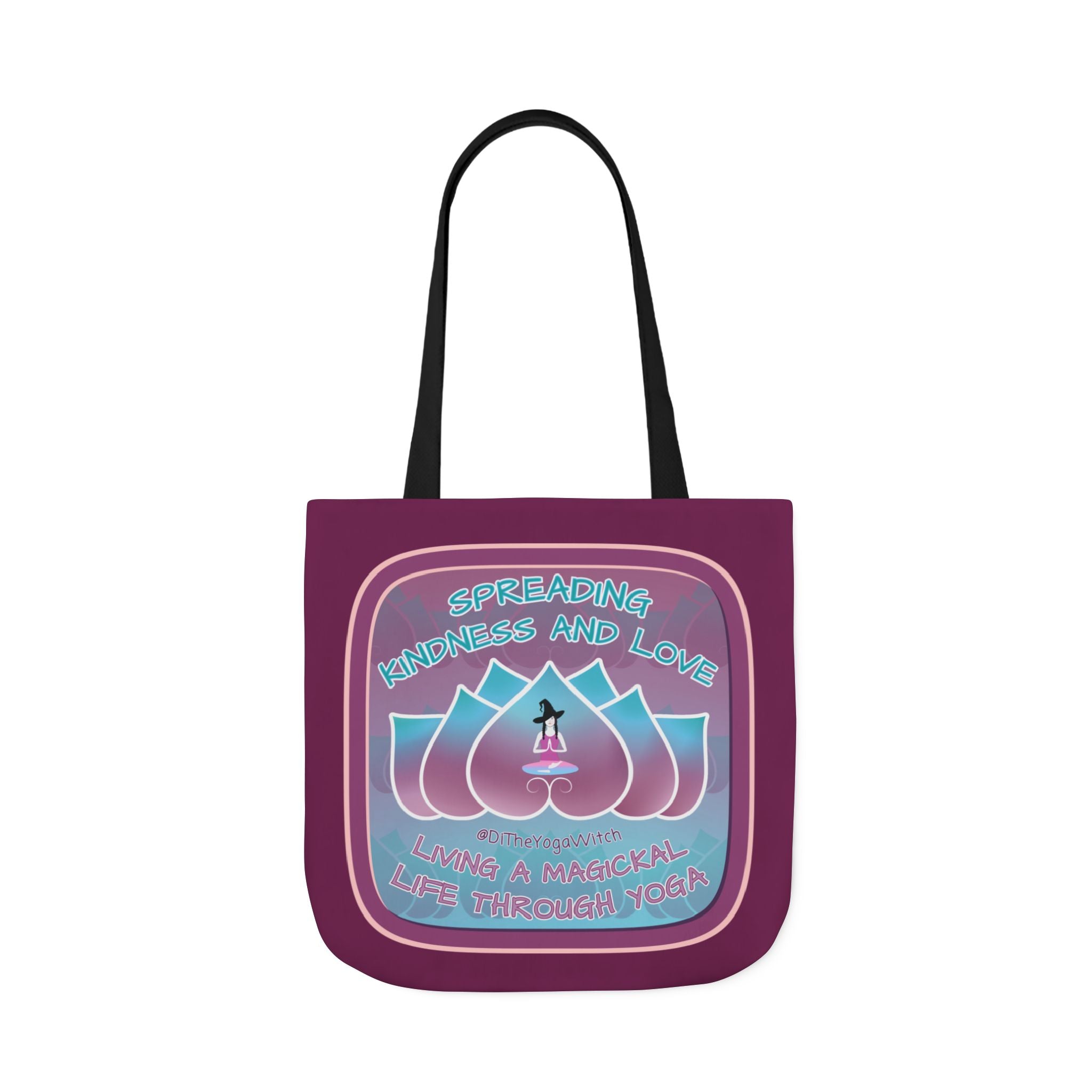 Yoga Witchling Canvas Tote Bag with Colorful Straps