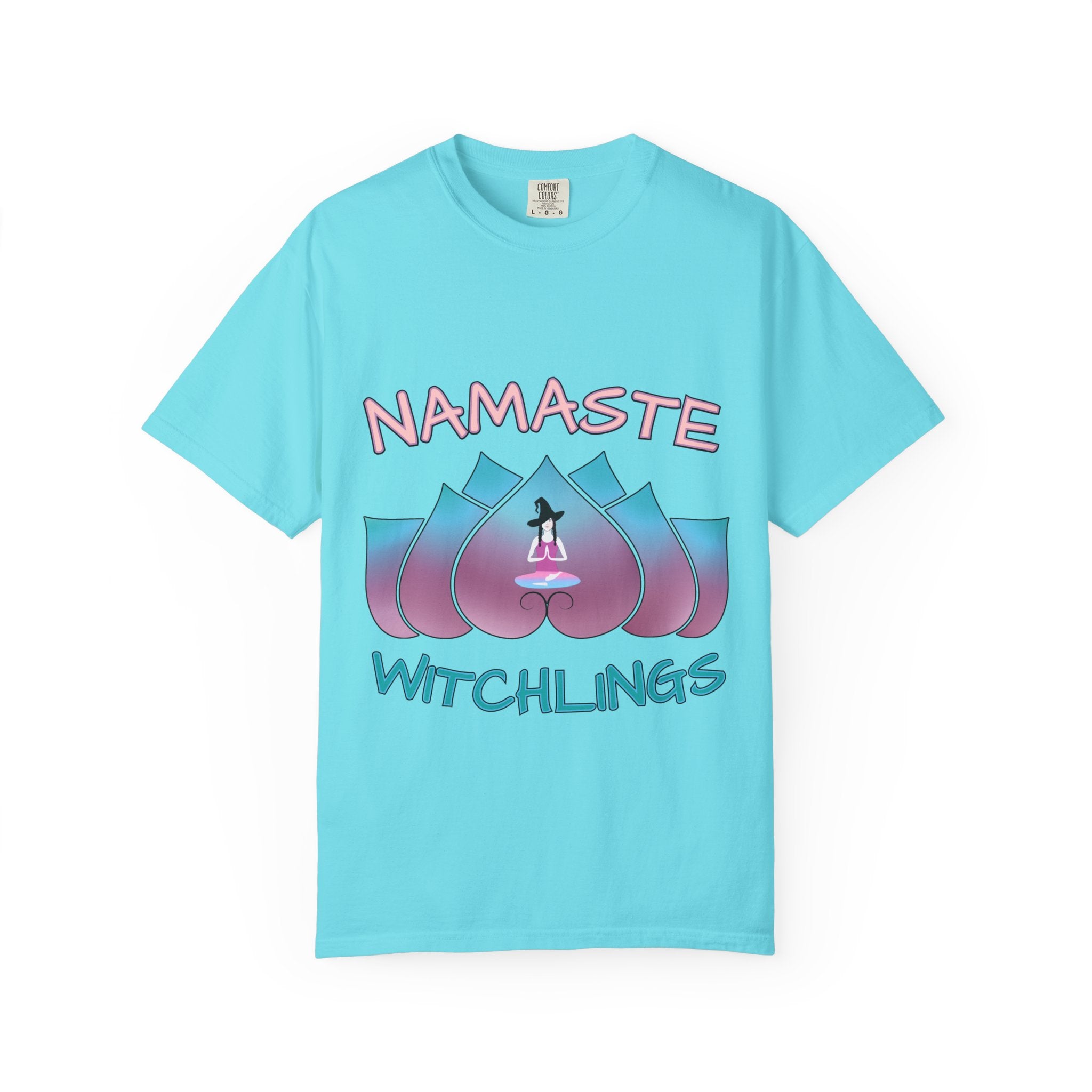 “Namaste, Witchlings” Unisex Tee – cozy, magick-infused softness for your yoga flow, ritual practice, or everyday witchy wanderings.