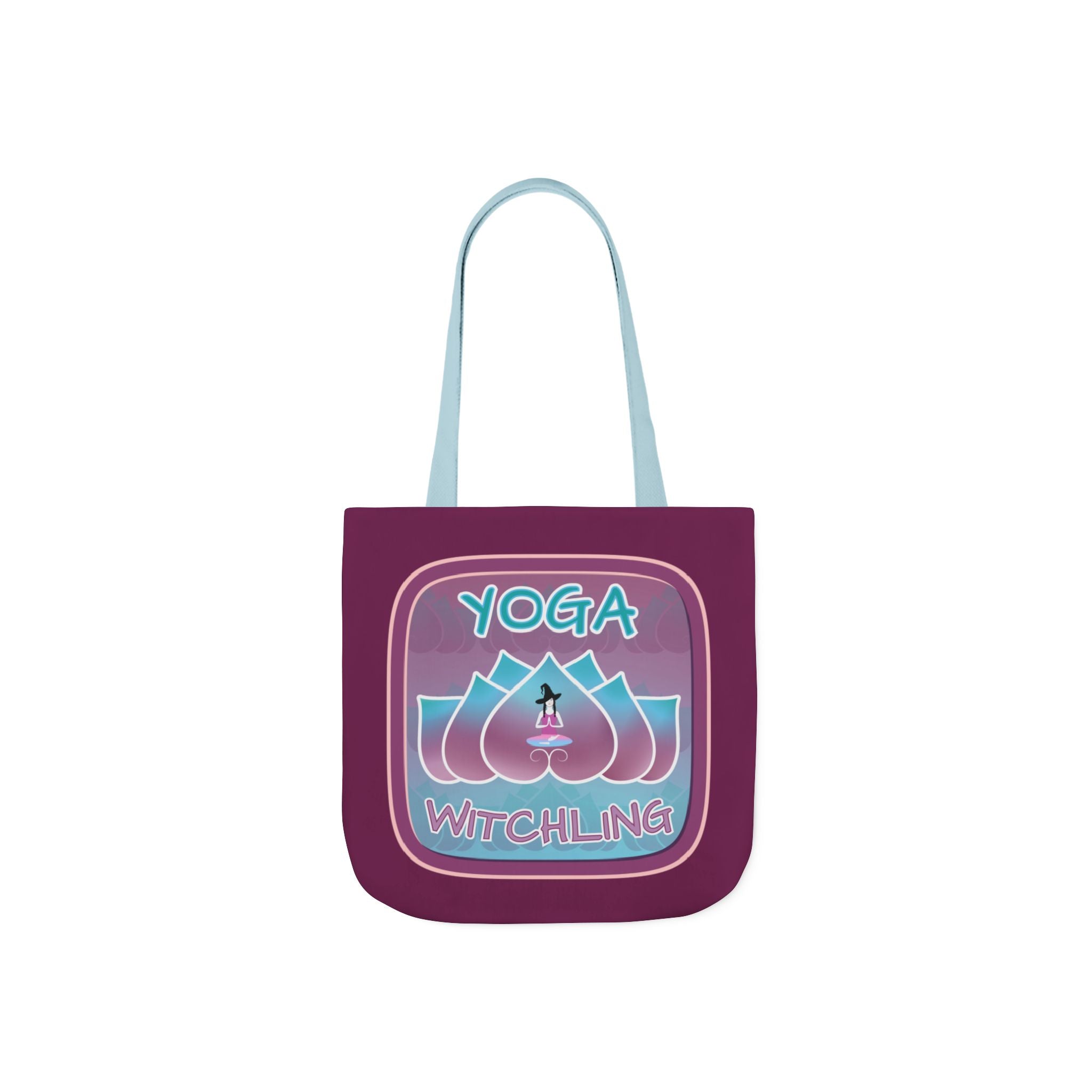 Yoga Witchling Canvas Tote Bag with Colorful Straps