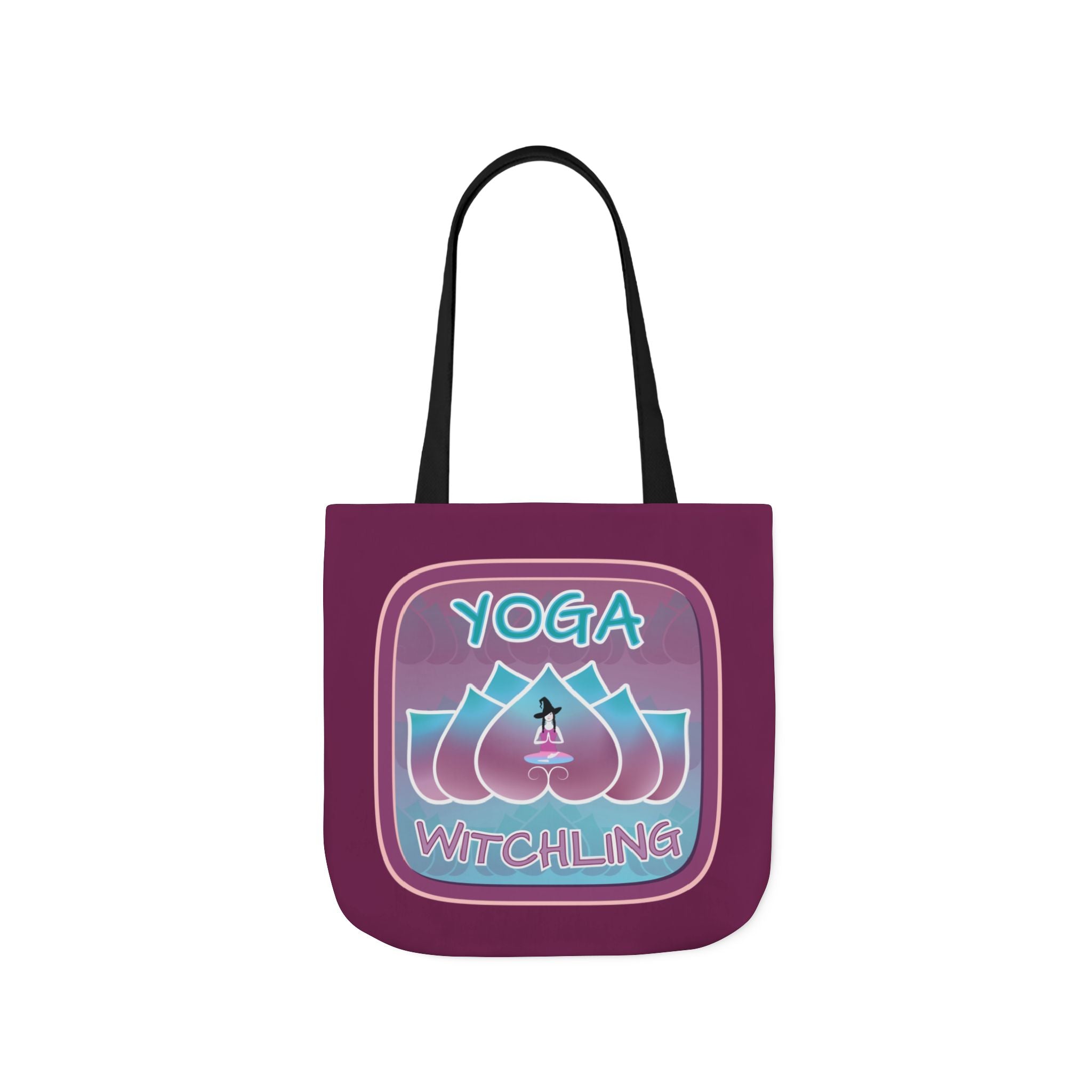 Yoga Witchling Canvas Tote Bag with Colorful Straps