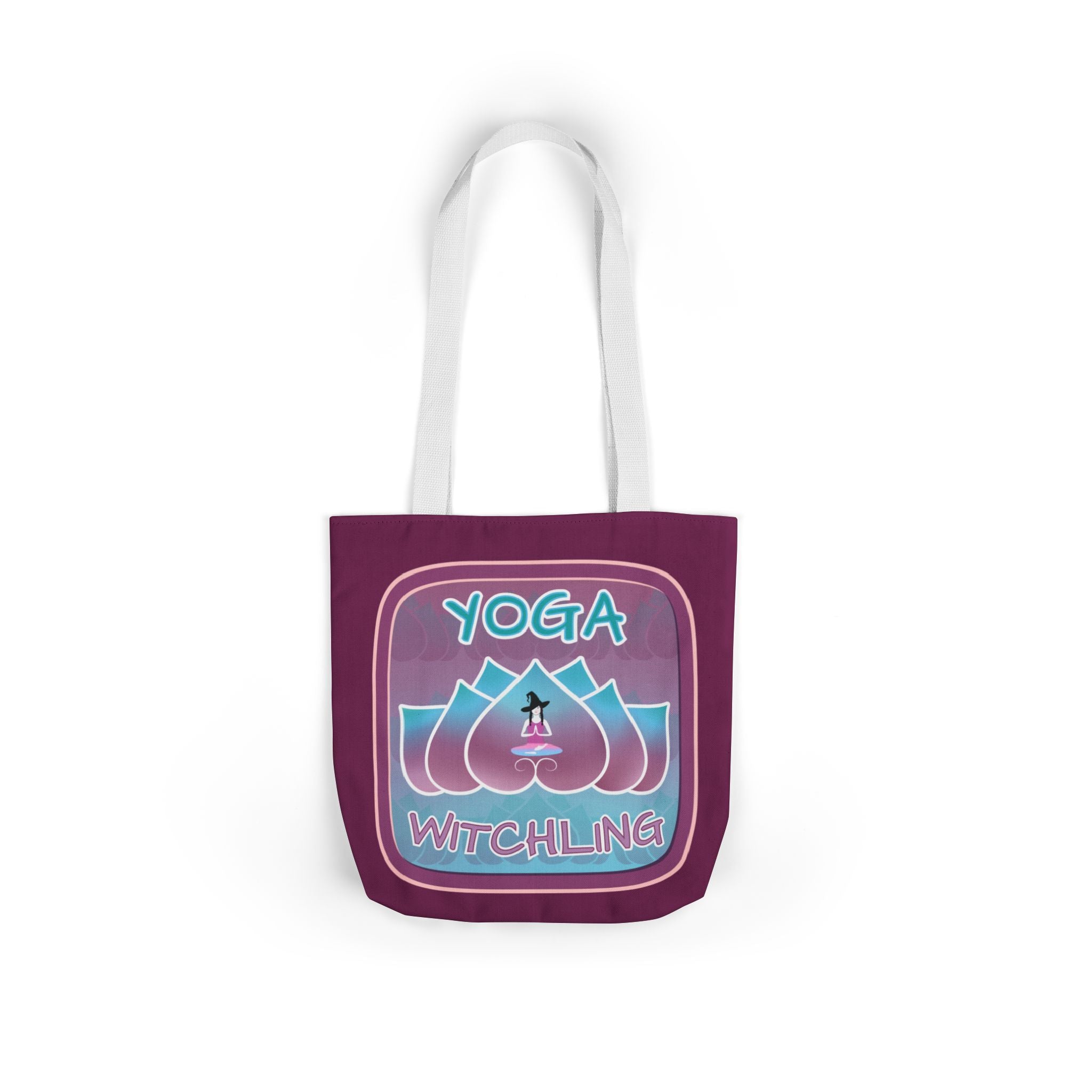 Yoga Witchling Canvas Tote Bag with Colorful Straps