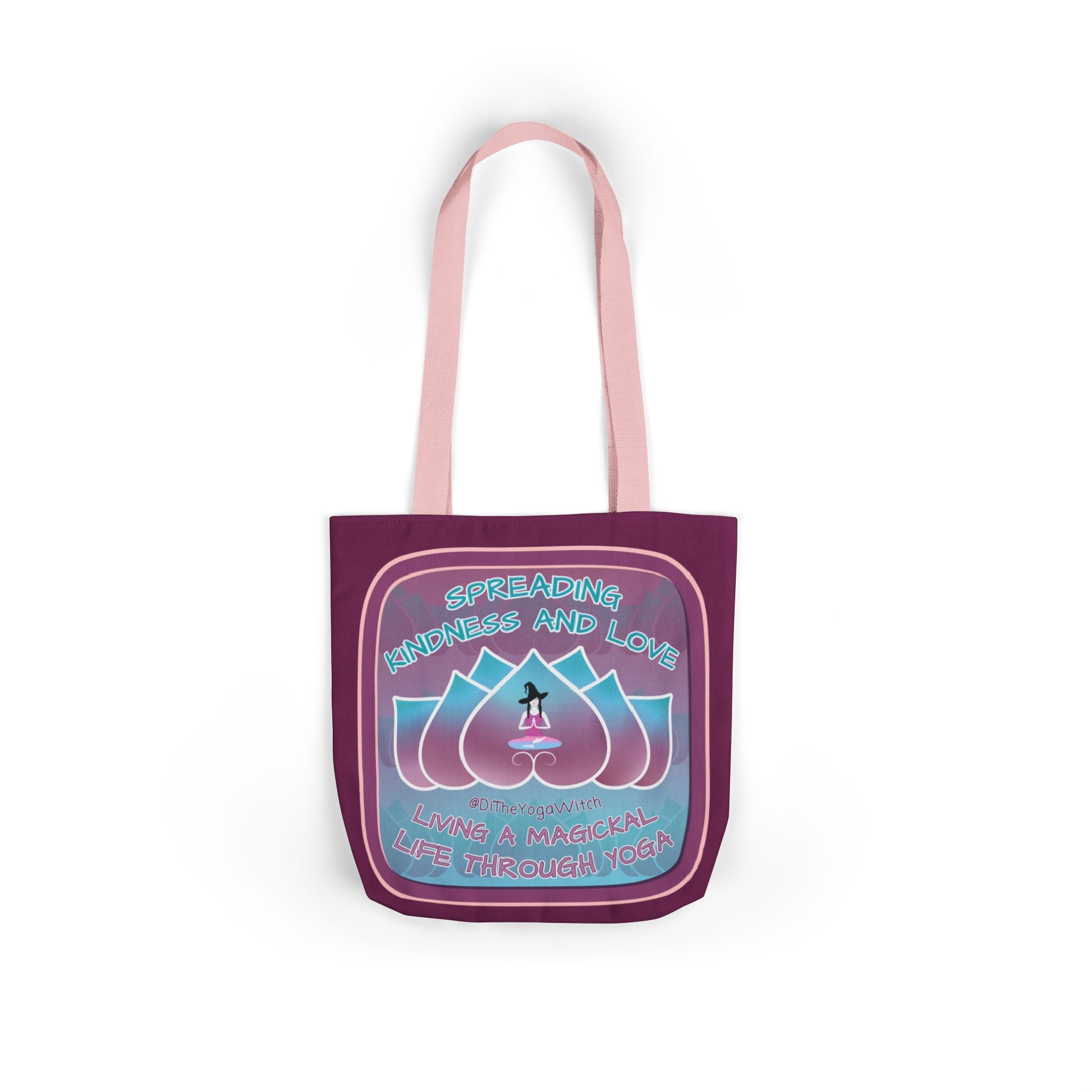 Yoga Witchling Canvas Tote Bag with Colorful Straps