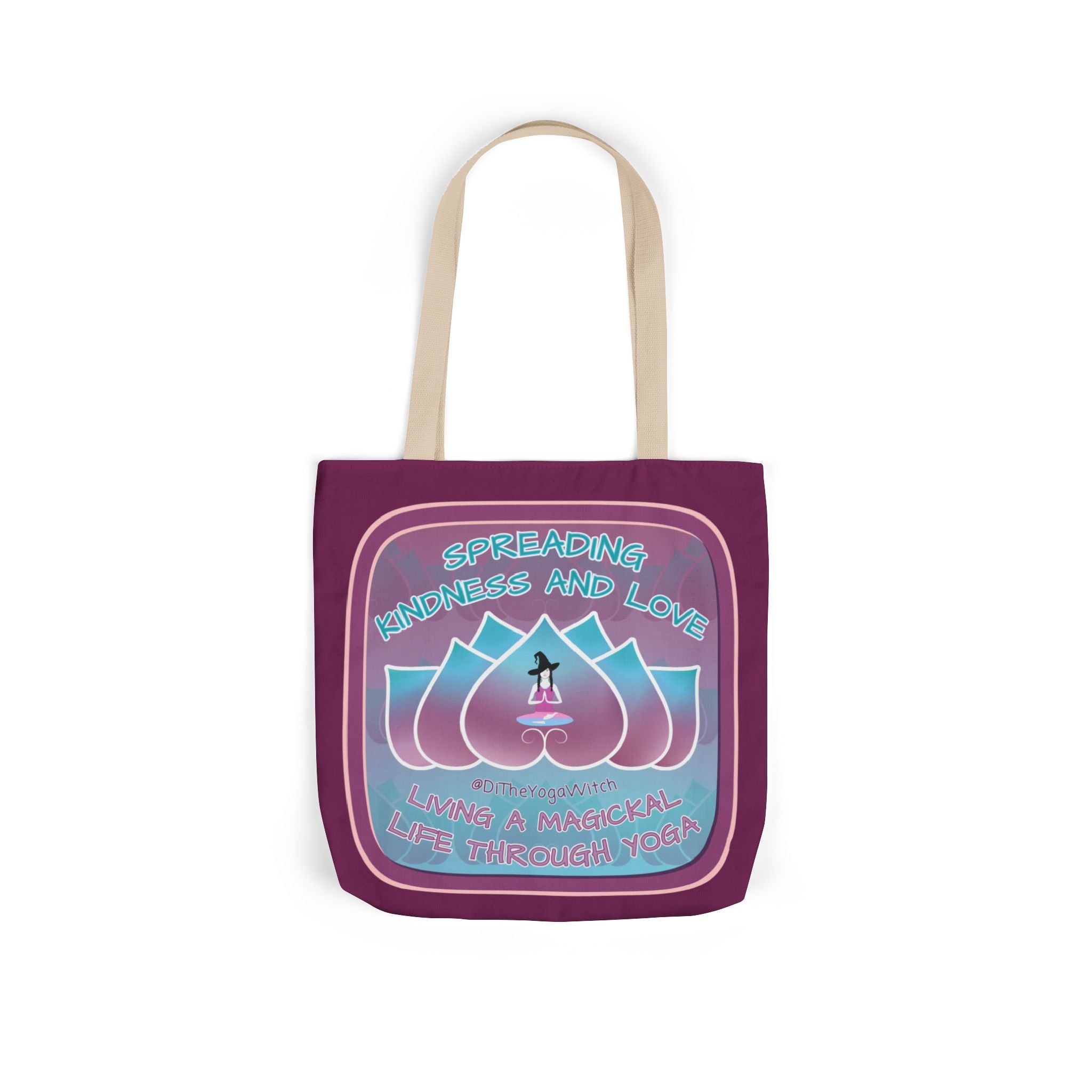 Yoga Witchling Canvas Tote Bag with Colorful Straps