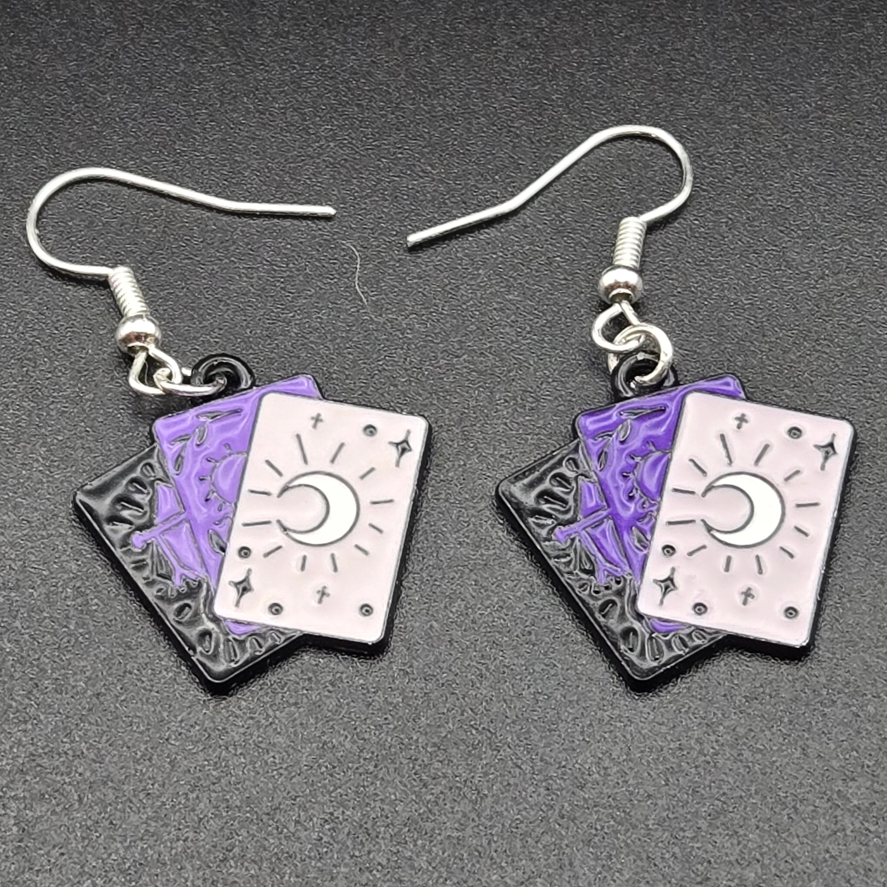 “Diviner’s Deck” Enamel Tarot Card Earrings
