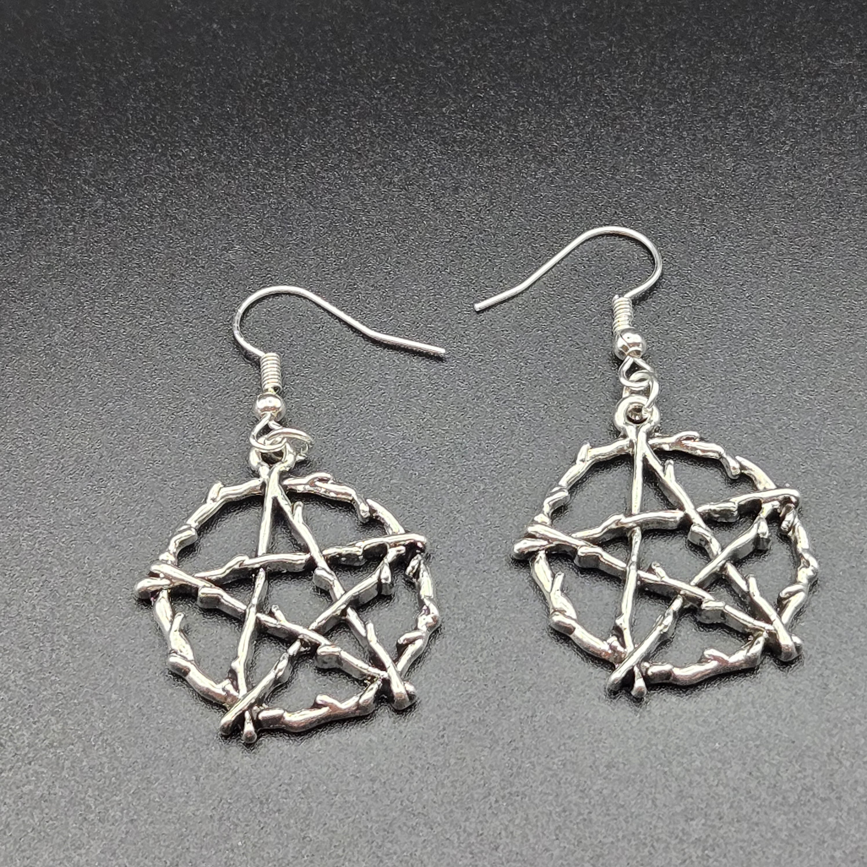 “Forest Witch” Vine-Pentacle Earrings