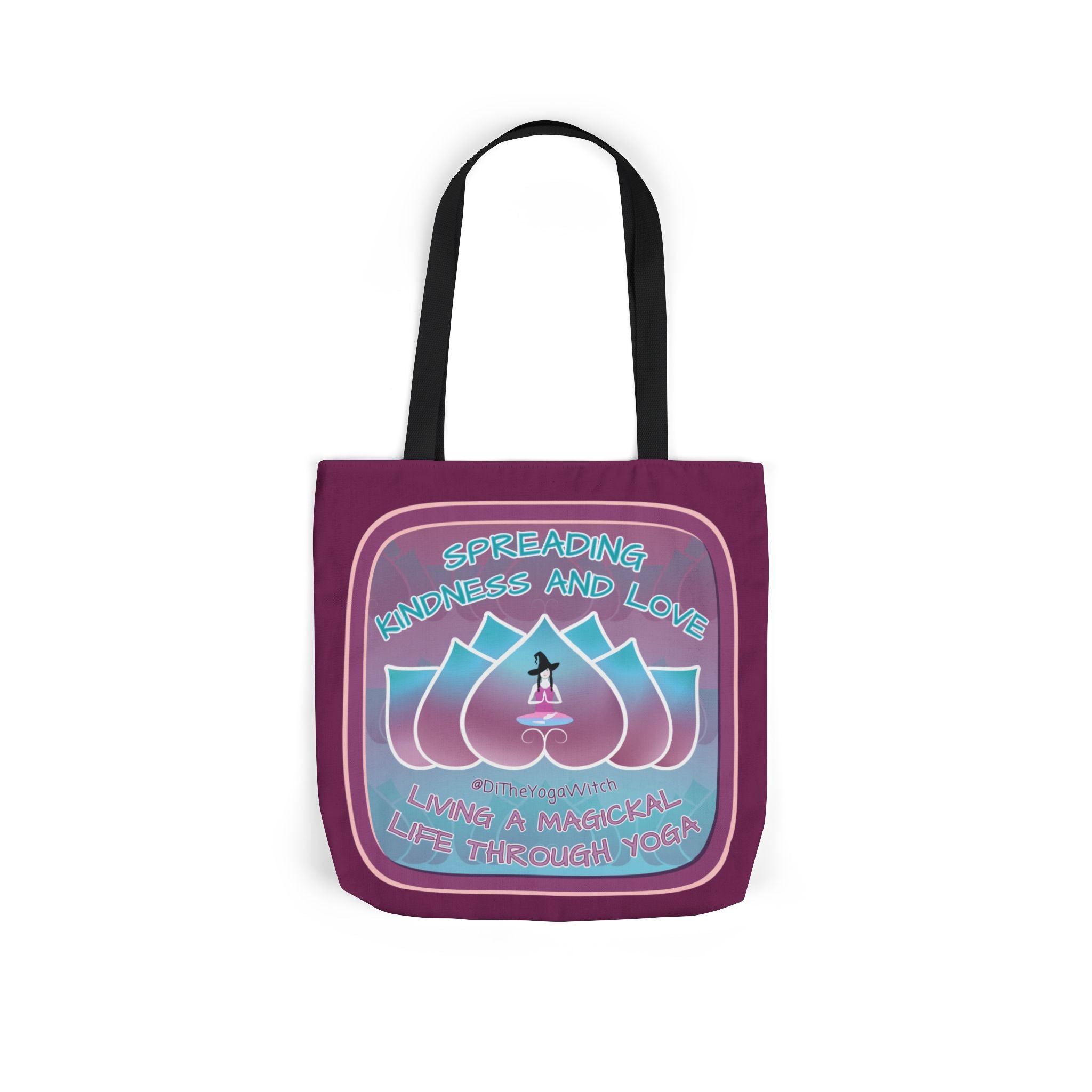 Yoga Witchling Canvas Tote Bag with Colorful Straps