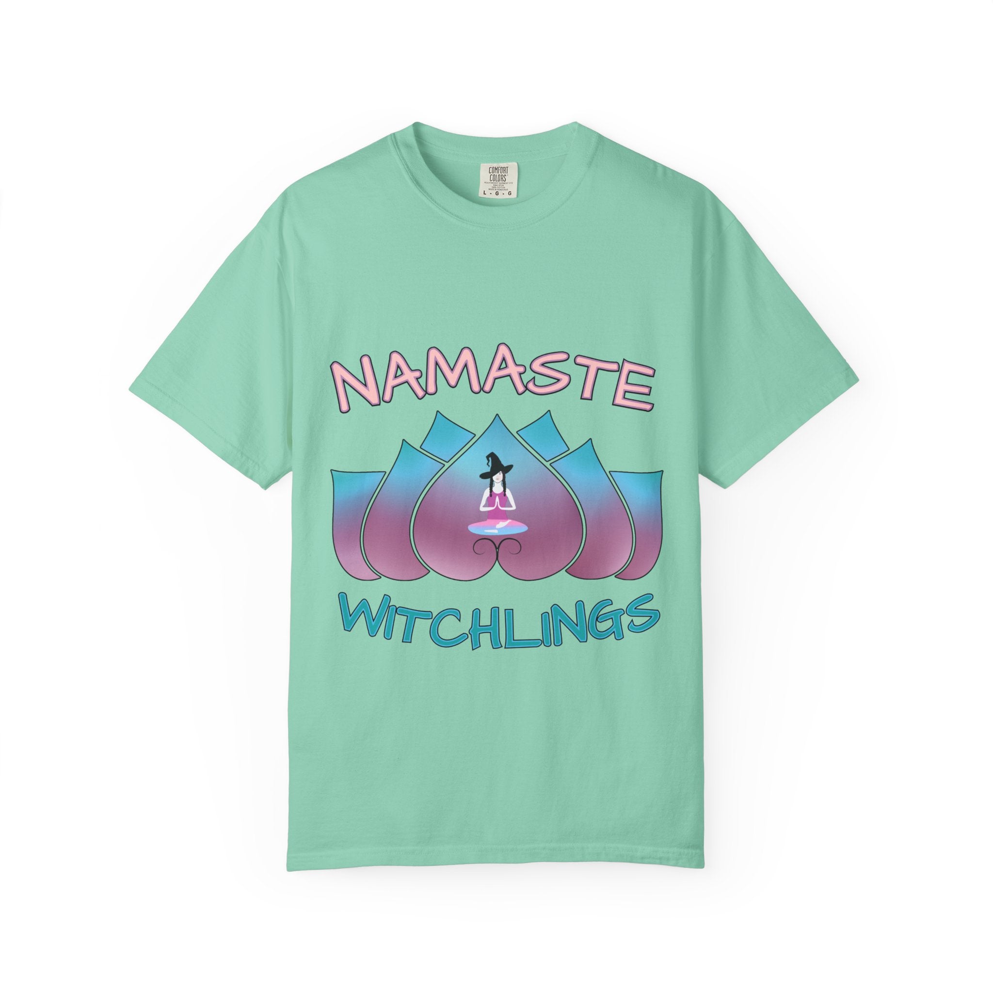“Namaste, Witchlings” Unisex Tee – cozy, magick-infused softness for your yoga flow, ritual practice, or everyday witchy wanderings.