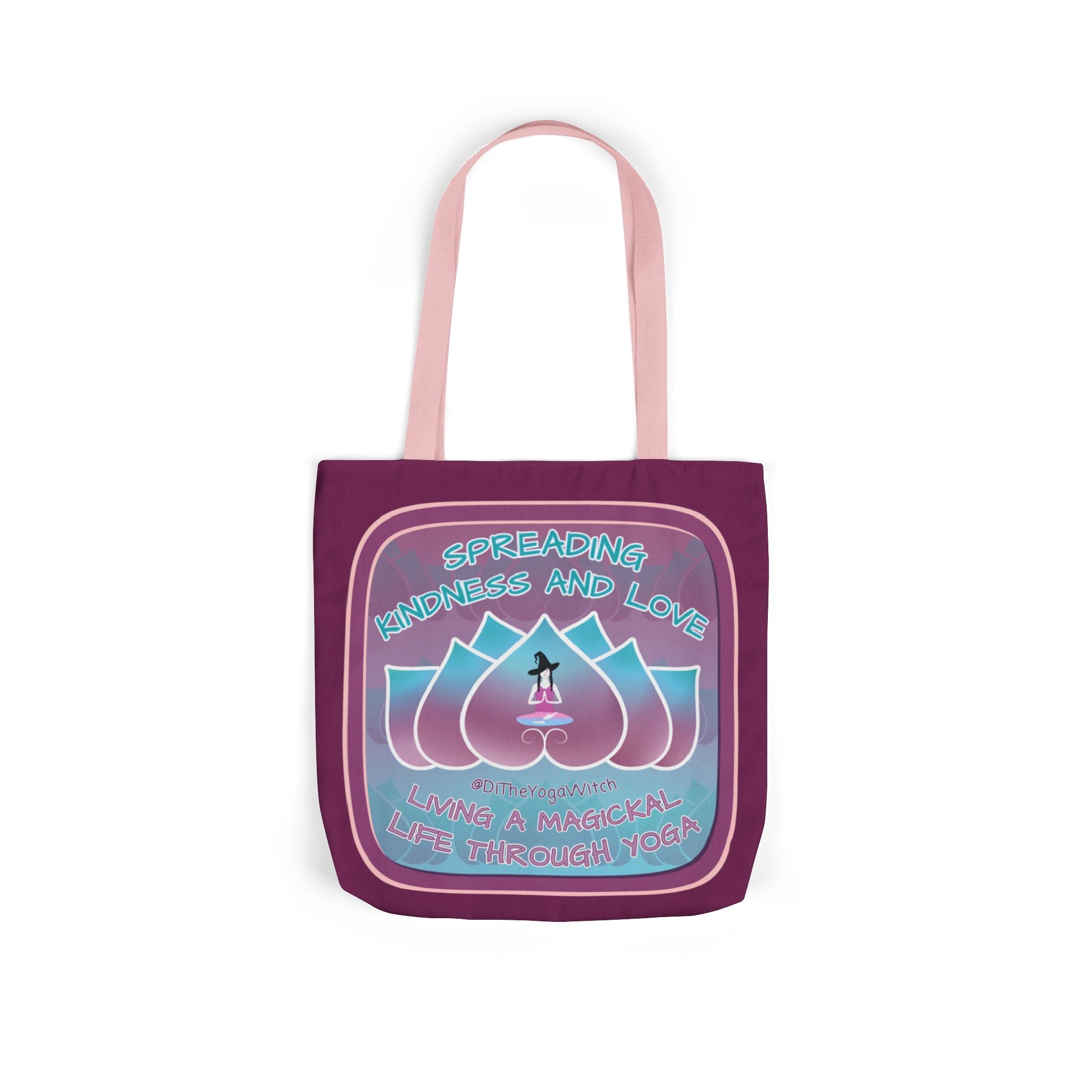 Yoga Witchling Canvas Tote Bag with Colorful Straps
