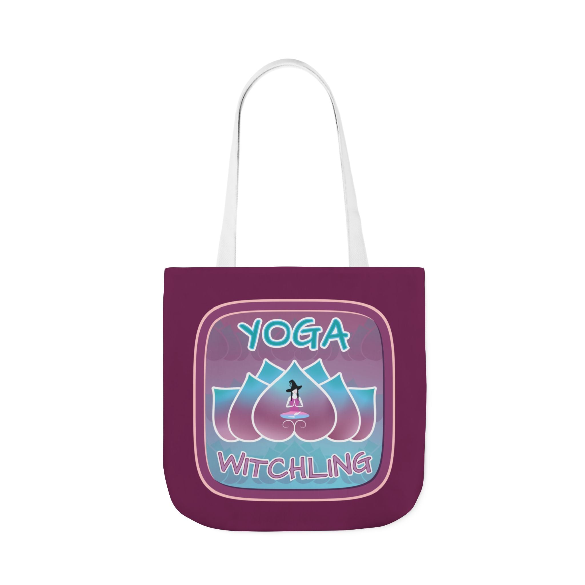Yoga Witchling Canvas Tote Bag with Colorful Straps