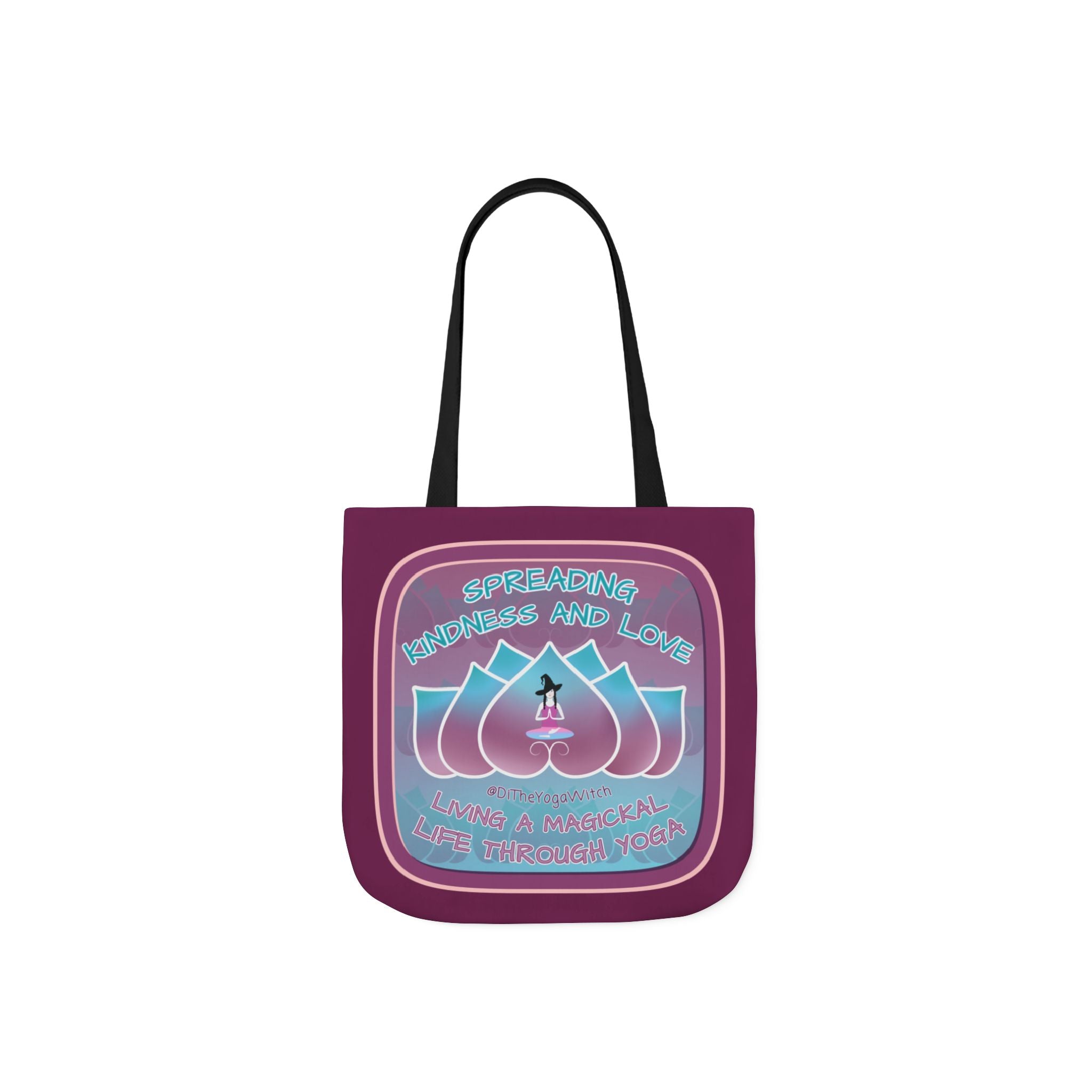 Yoga Witchling Canvas Tote Bag with Colorful Straps