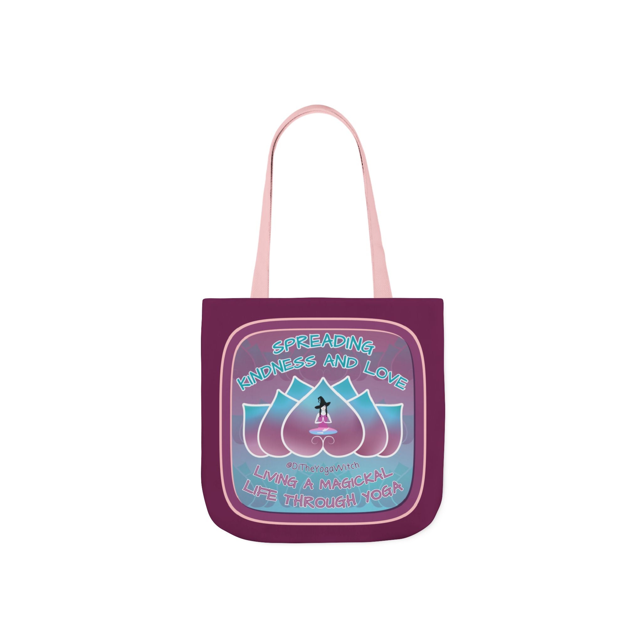 Yoga Witchling Canvas Tote Bag with Colorful Straps