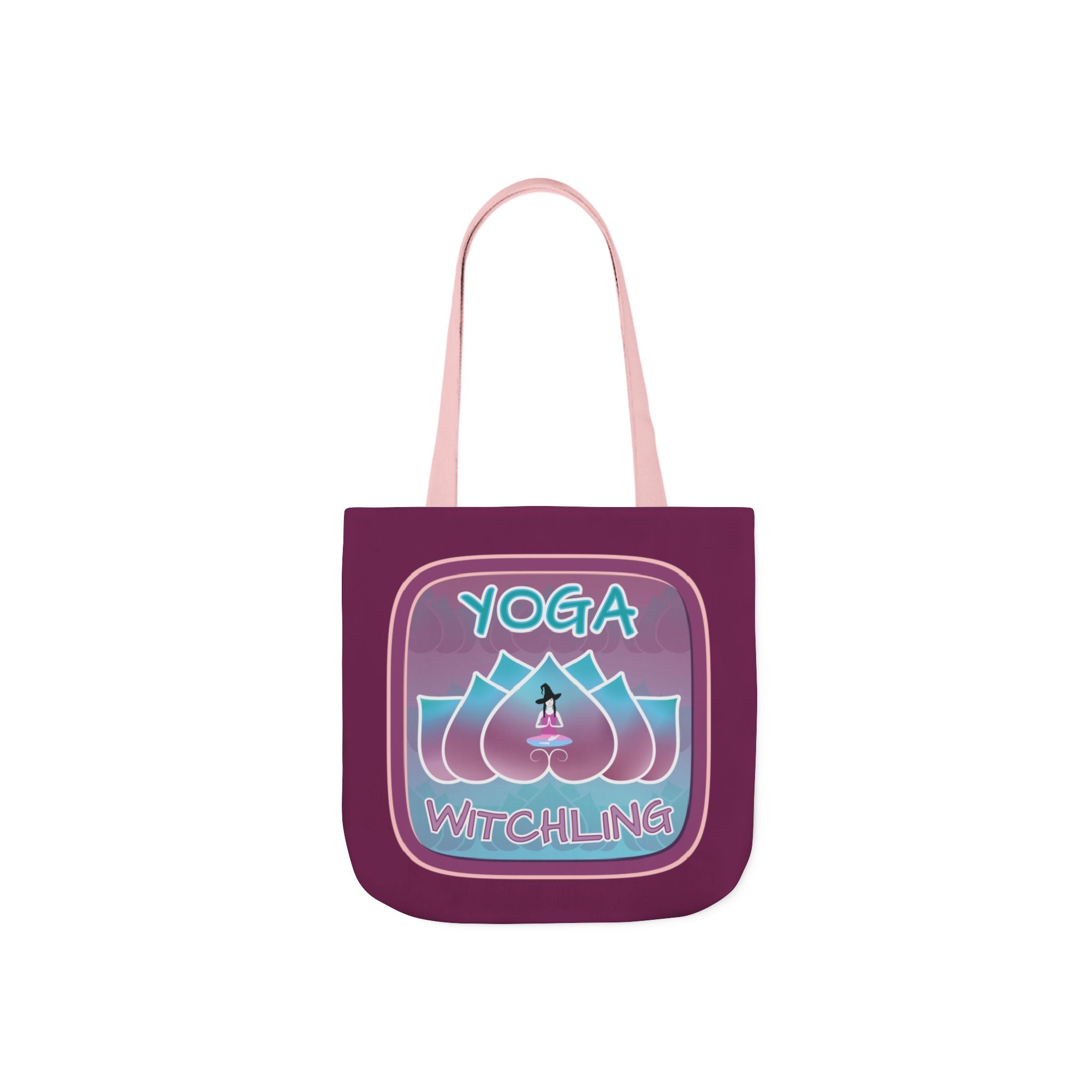 Yoga Witchling Canvas Tote Bag with Colorful Straps