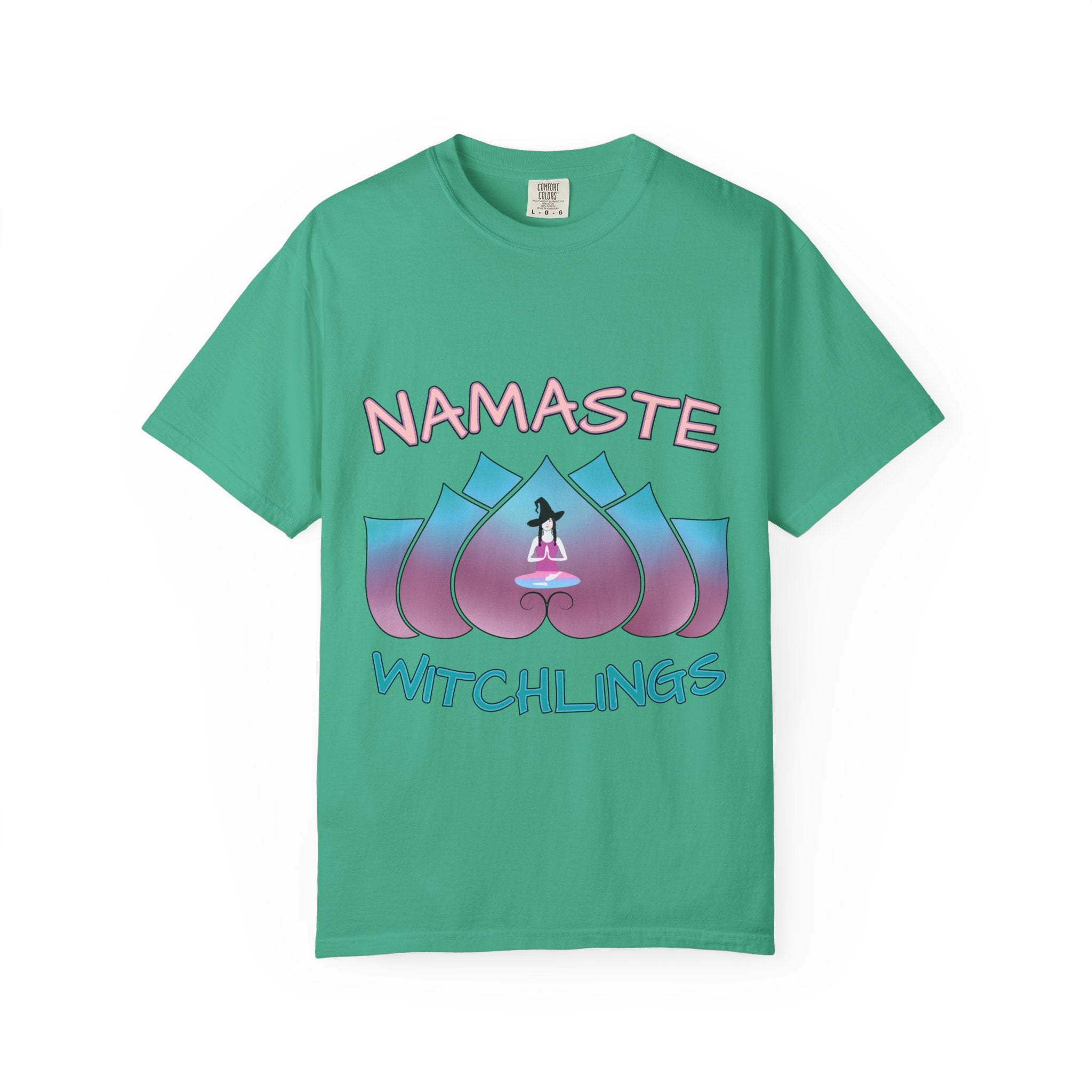 “Namaste, Witchlings” Unisex Tee – cozy, magick-infused softness for your yoga flow, ritual practice, or everyday witchy wanderings.