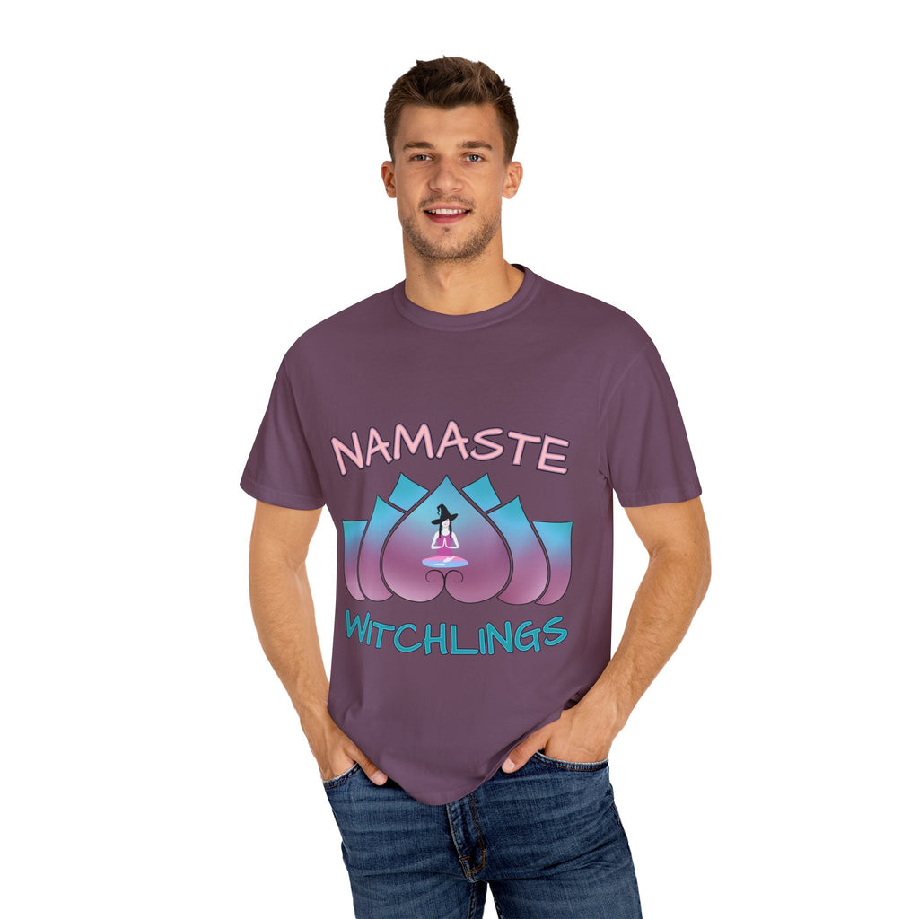 “Namaste, Witchlings” Unisex Tee – cozy, magick-infused softness for your yoga flow, ritual practice, or everyday witchy wanderings.