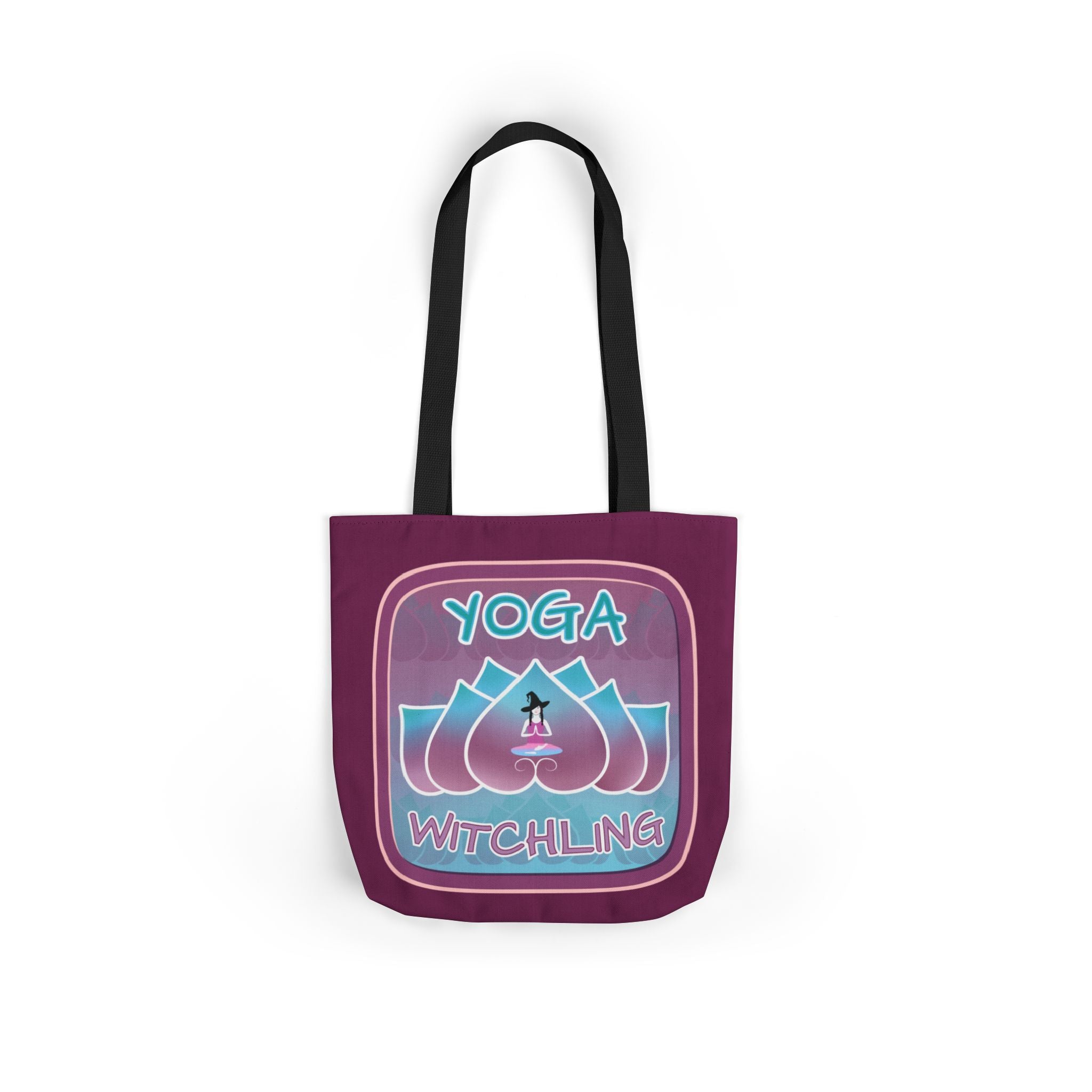 Yoga Witchling Canvas Tote Bag with Colorful Straps