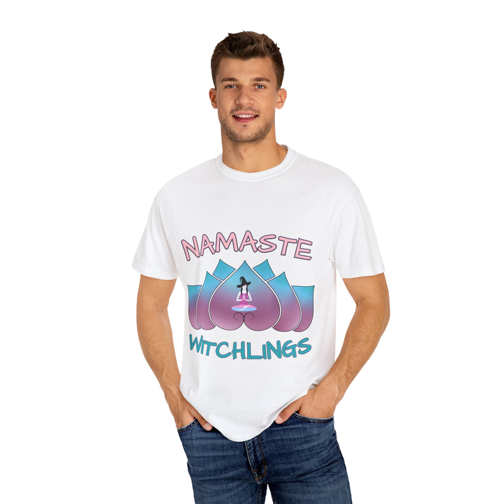 “Namaste, Witchlings” Unisex Tee – cozy, magick-infused softness for your yoga flow, ritual practice, or everyday witchy wanderings.