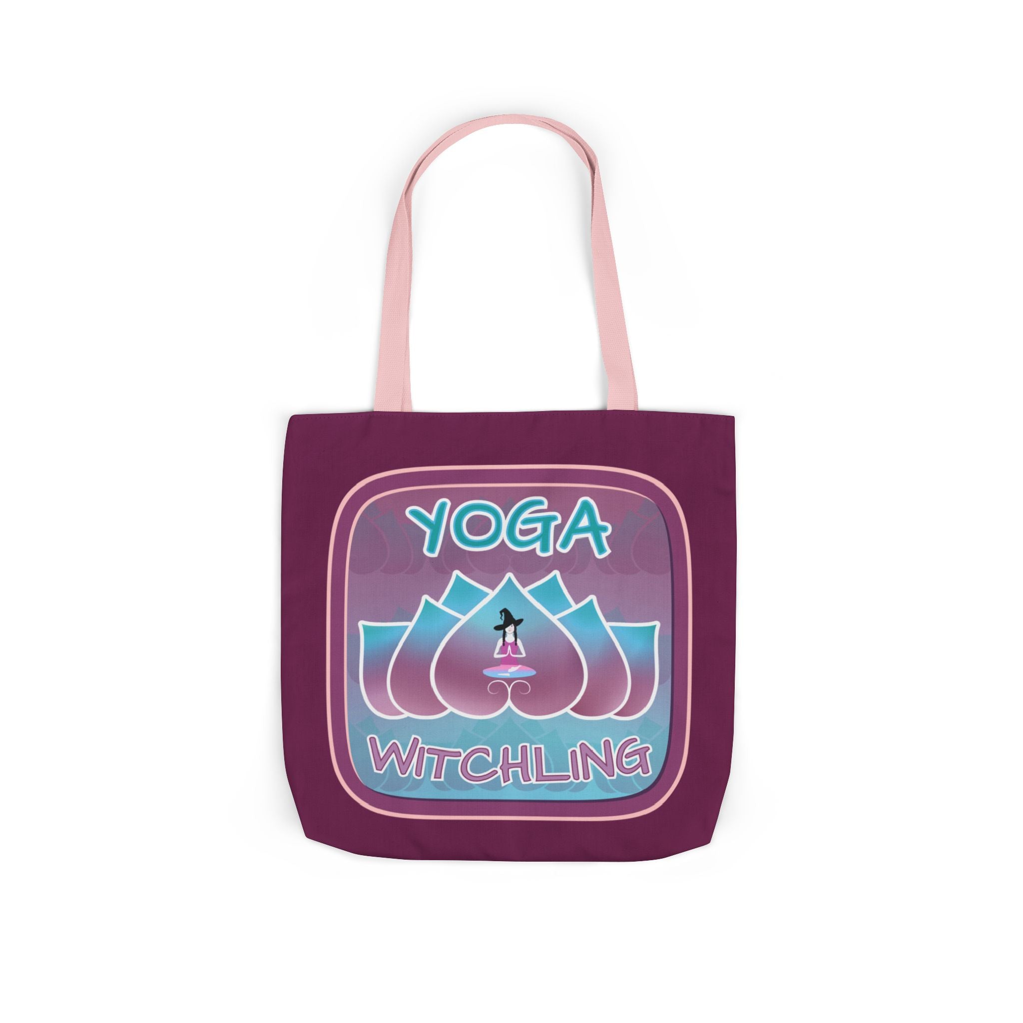 Yoga Witchling Canvas Tote Bag with Colorful Straps