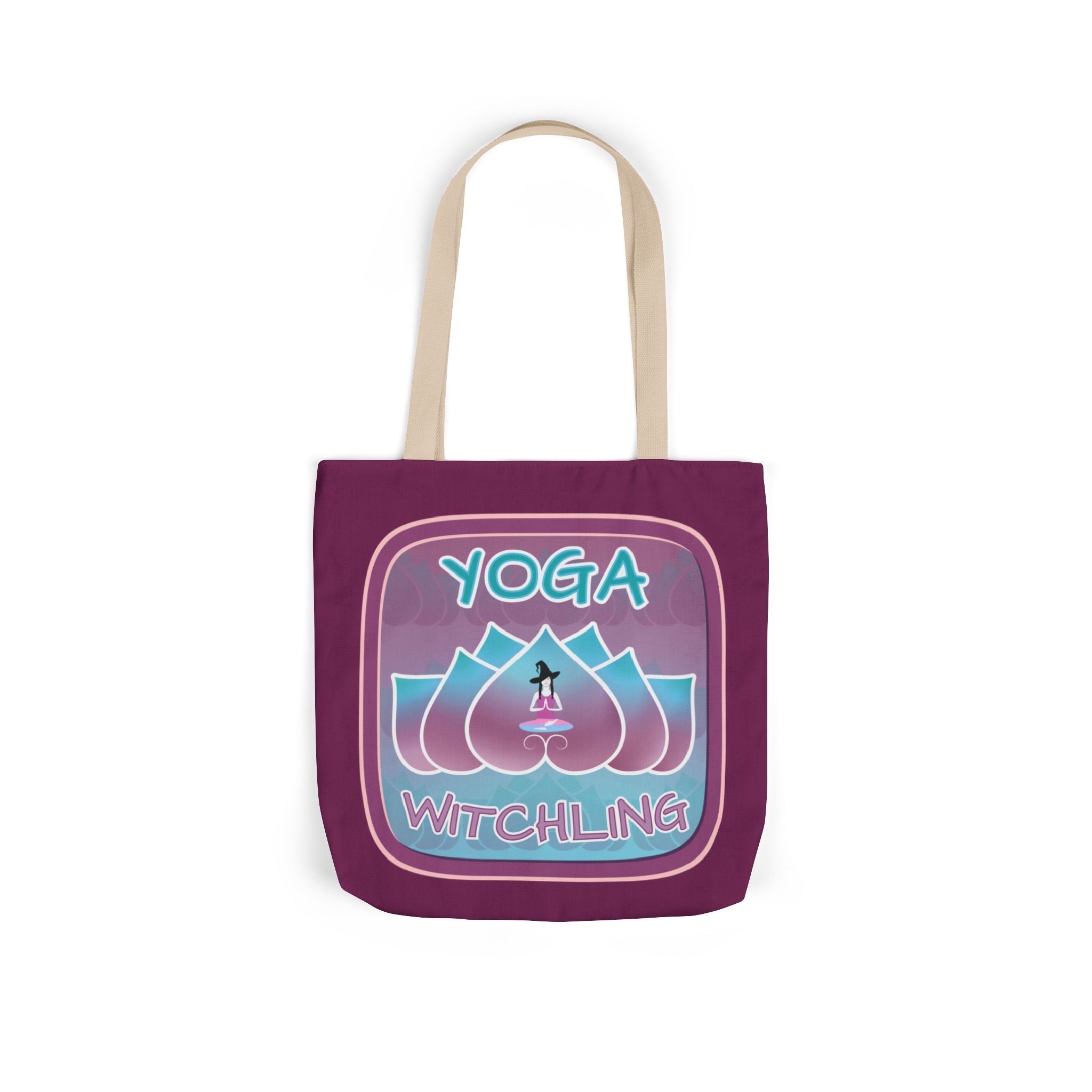 Yoga Witchling Canvas Tote Bag with Colorful Straps