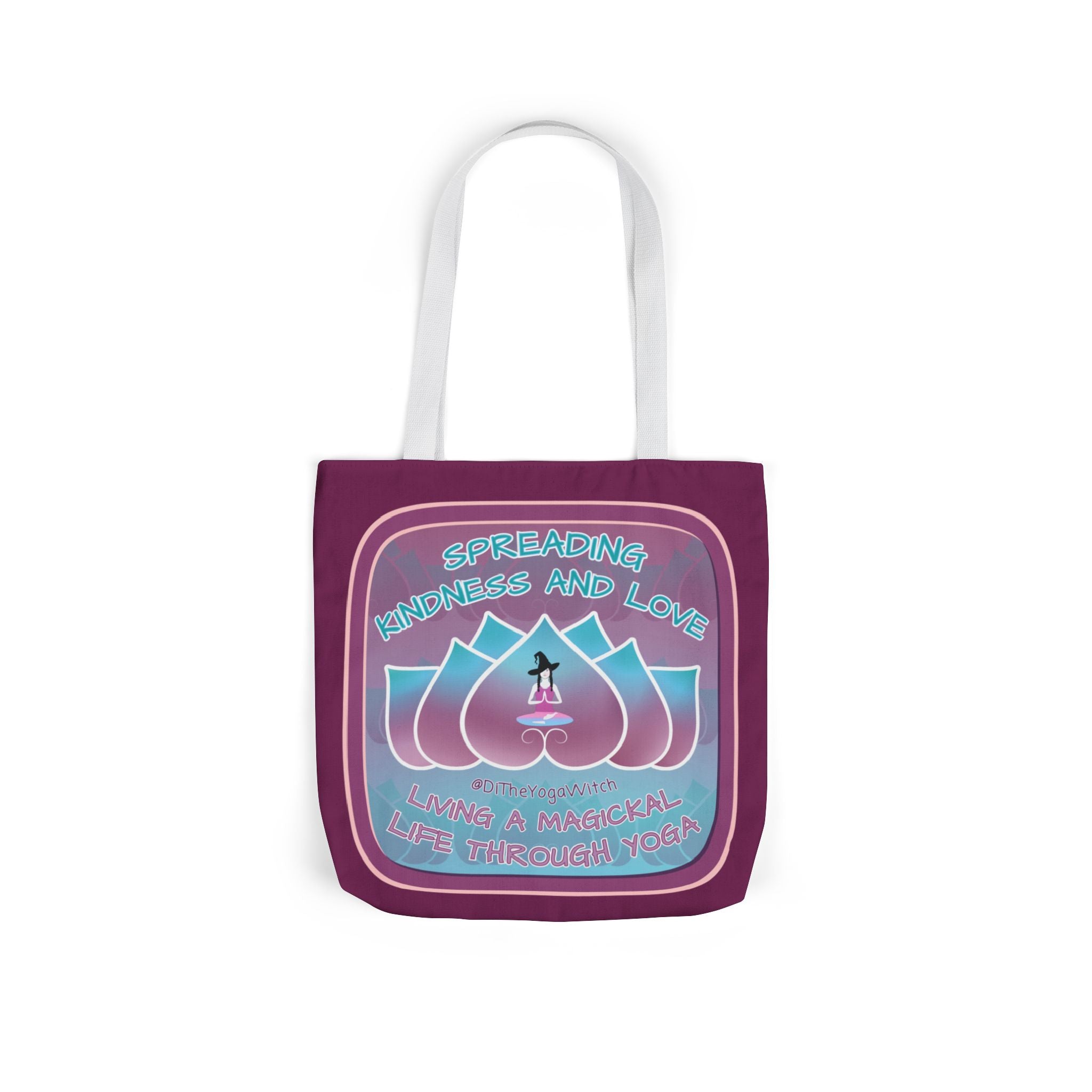 Yoga Witchling Canvas Tote Bag with Colorful Straps