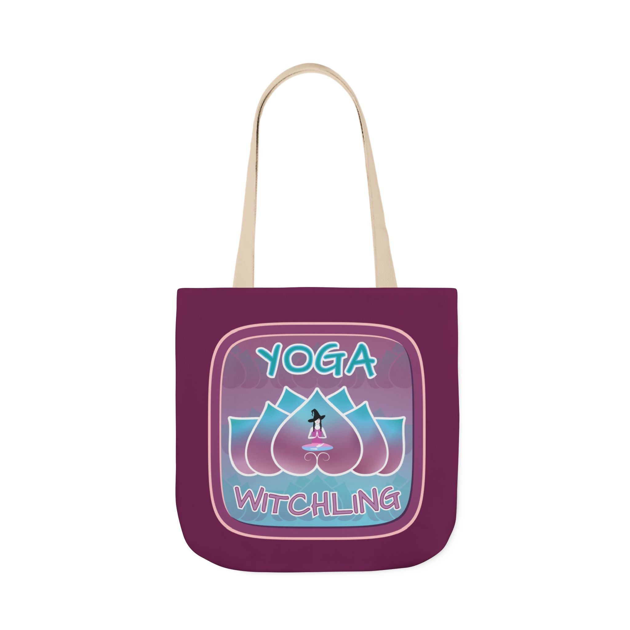 Yoga Witchling Canvas Tote Bag with Colorful Straps