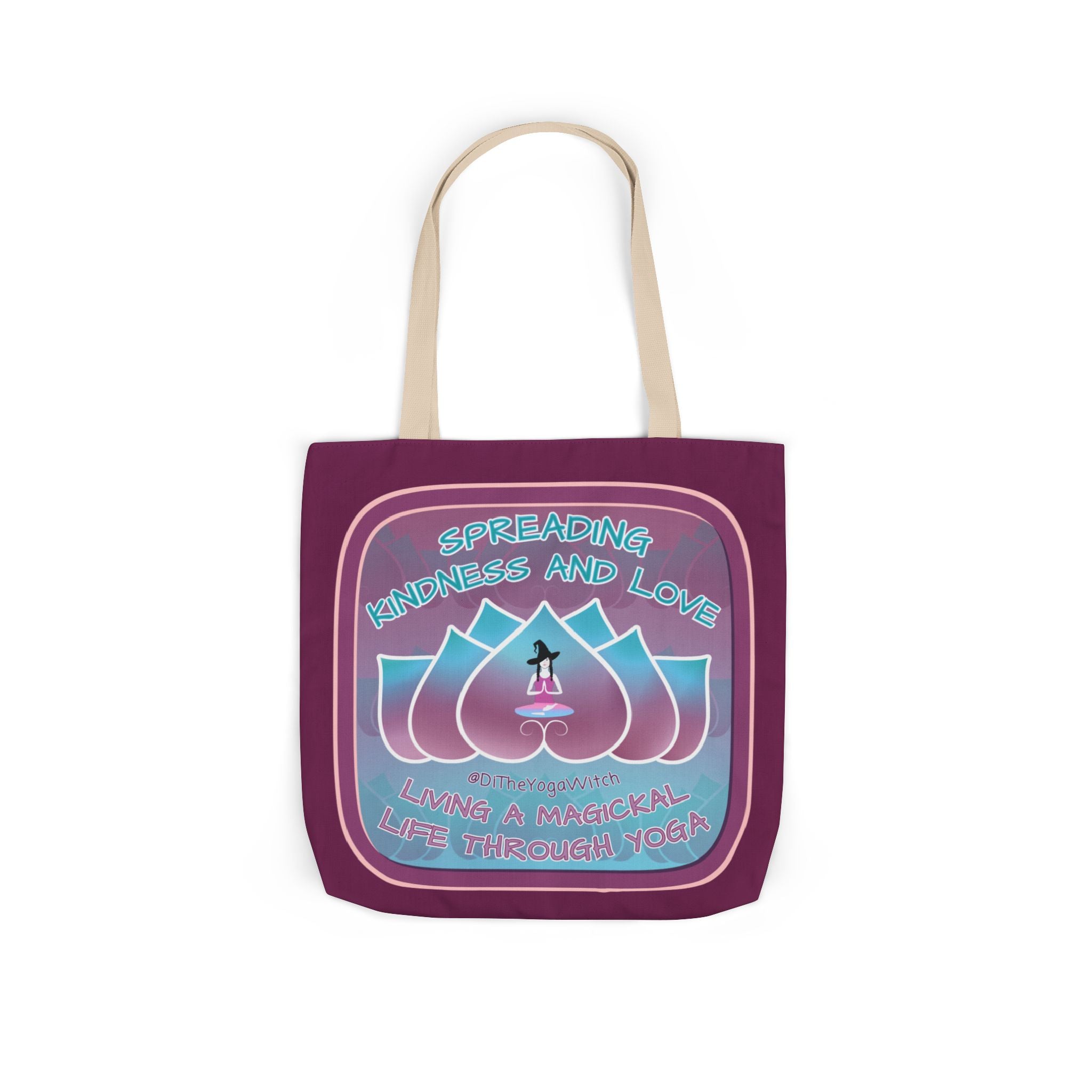 Yoga Witchling Canvas Tote Bag with Colorful Straps