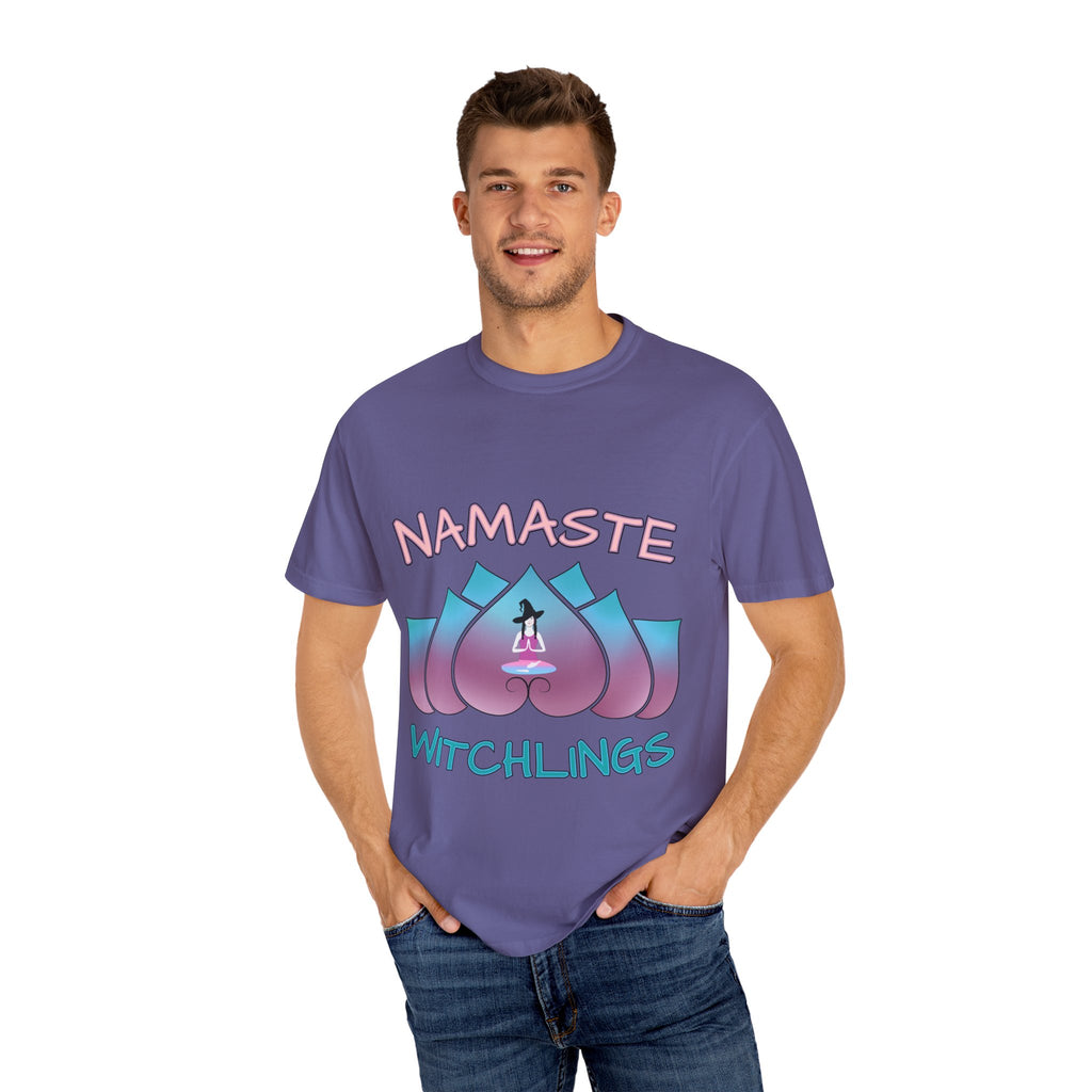 “Namaste, Witchlings” Unisex Tee – cozy, magick-infused softness for your yoga flow, ritual practice, or everyday witchy wanderings.
