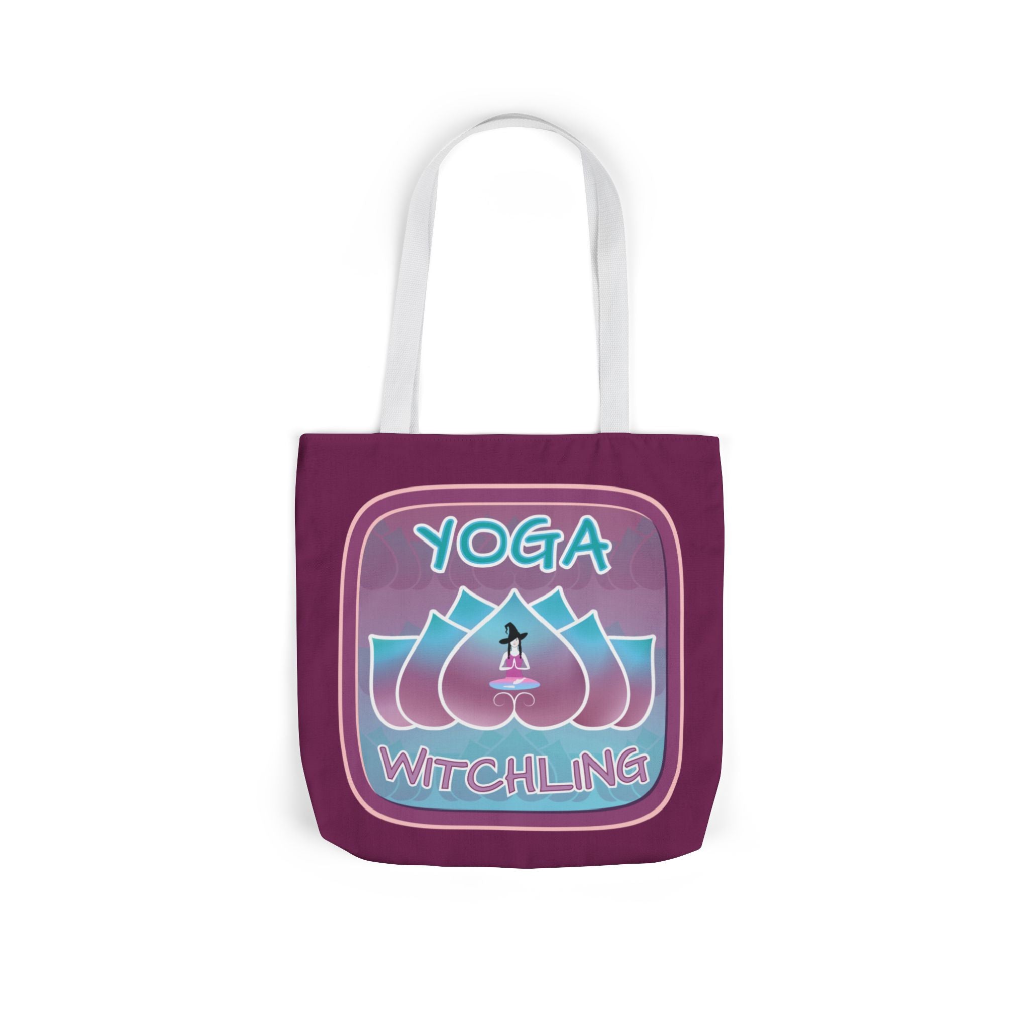 Yoga Witchling Canvas Tote Bag with Colorful Straps